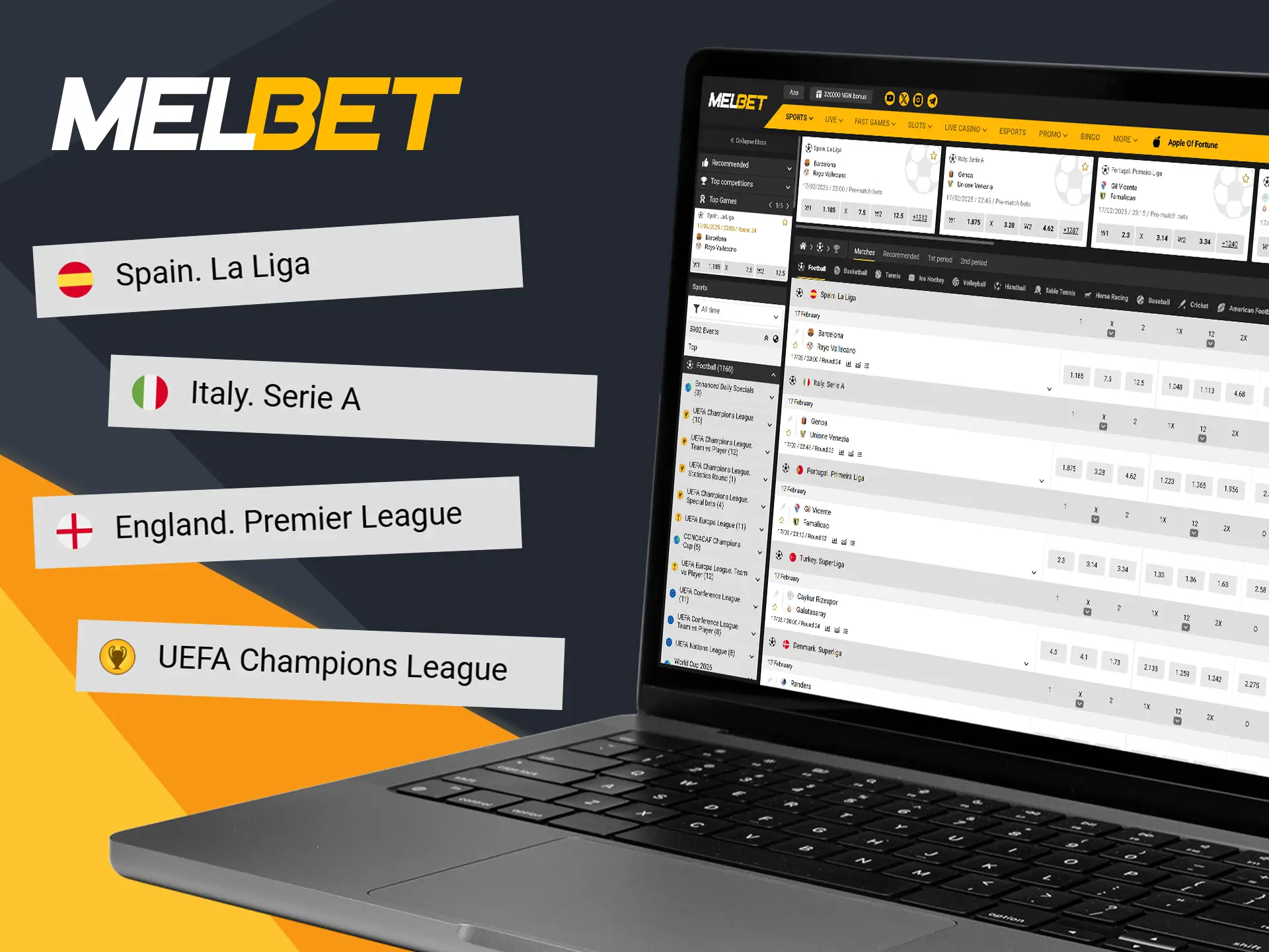 Melbet actively collaborates with various football leagues and plays a key role in organizing major tournaments.