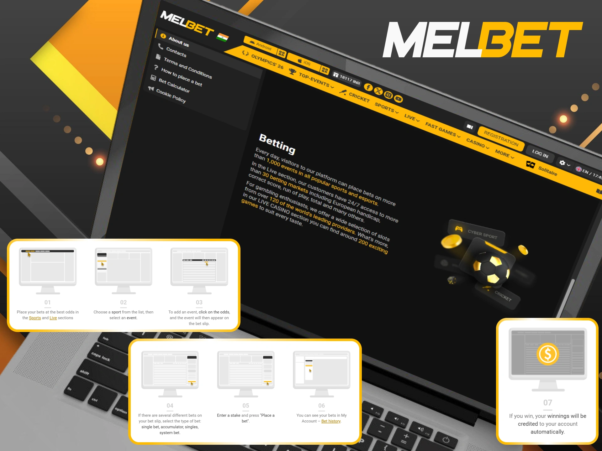 Check out this simple step-by-step guide on how to place your bets at Melbet.