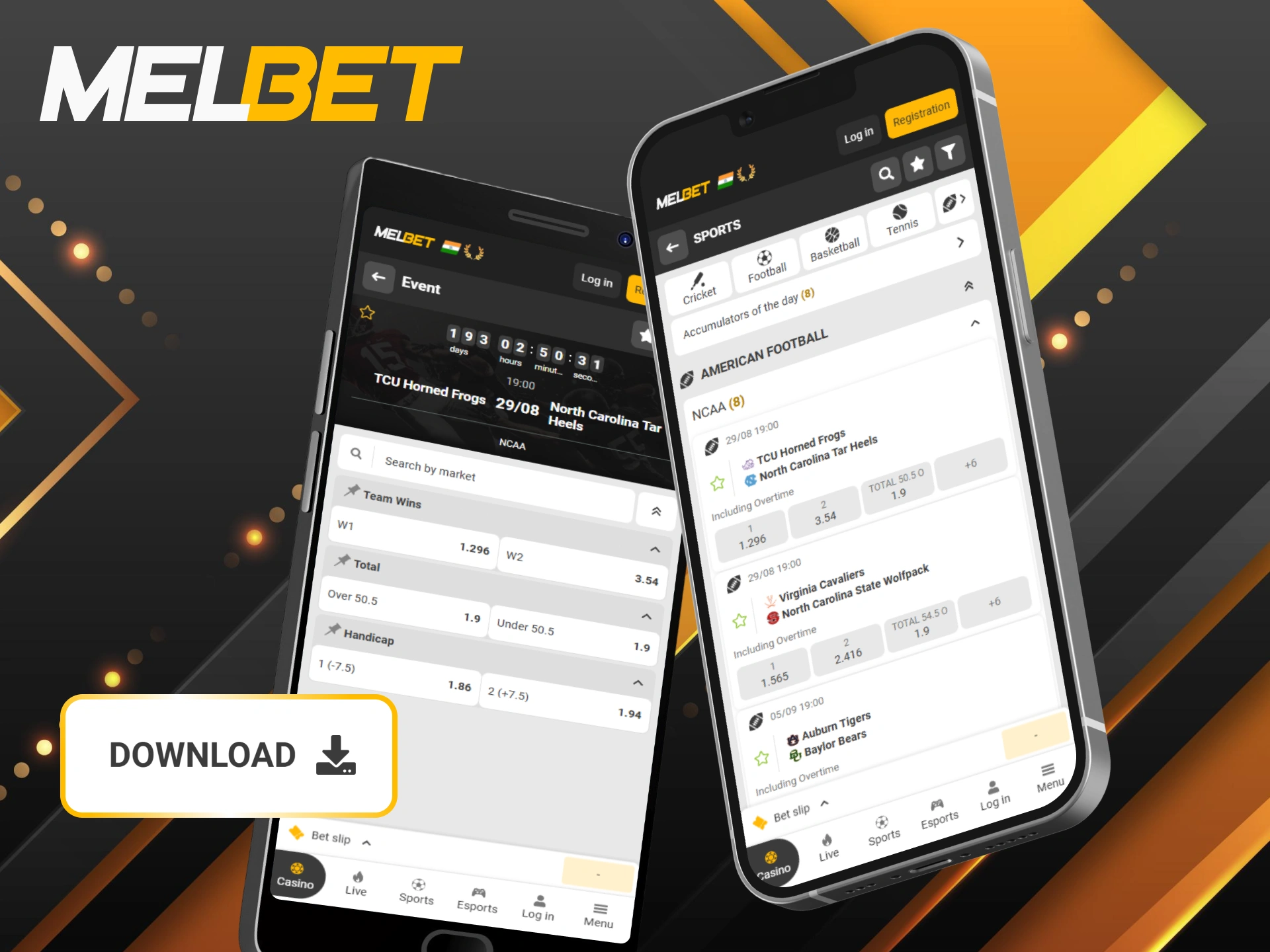 Stay on top of every touchdown and yard gained with the Melbet app—your perfect companion for American football betting.