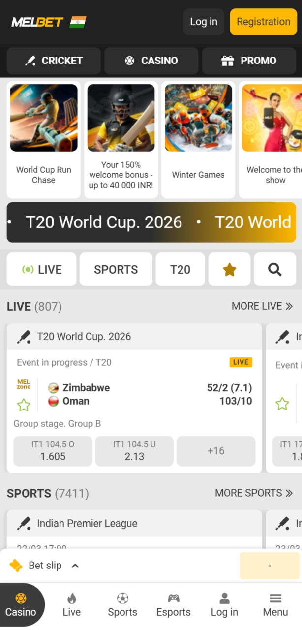 Launch the Melbet India app to access your account and start placing bets on your favorite sports or casino titles.
