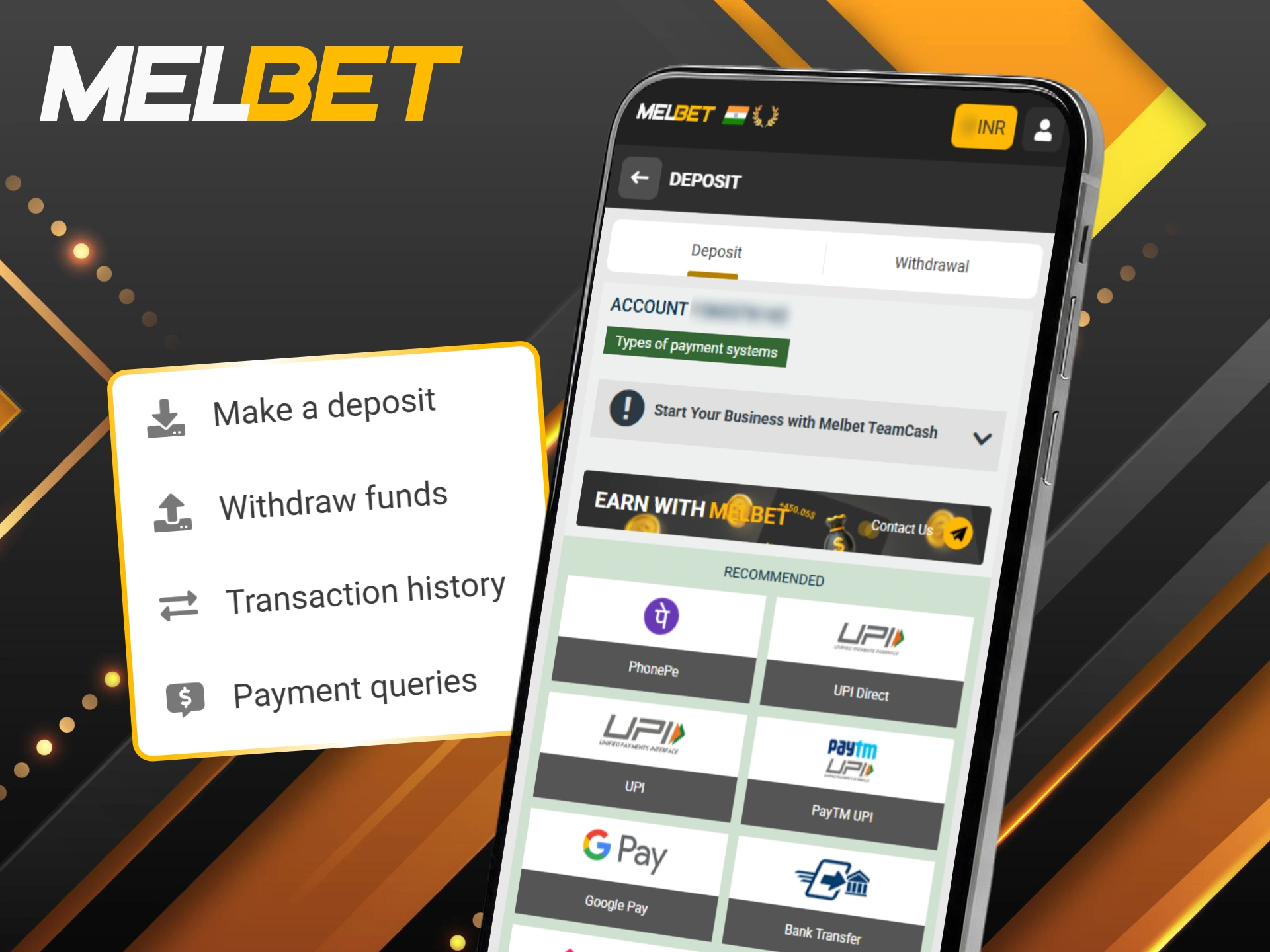Feel free to explore the secure deposit and withdrawal options available in the Melbet app.
