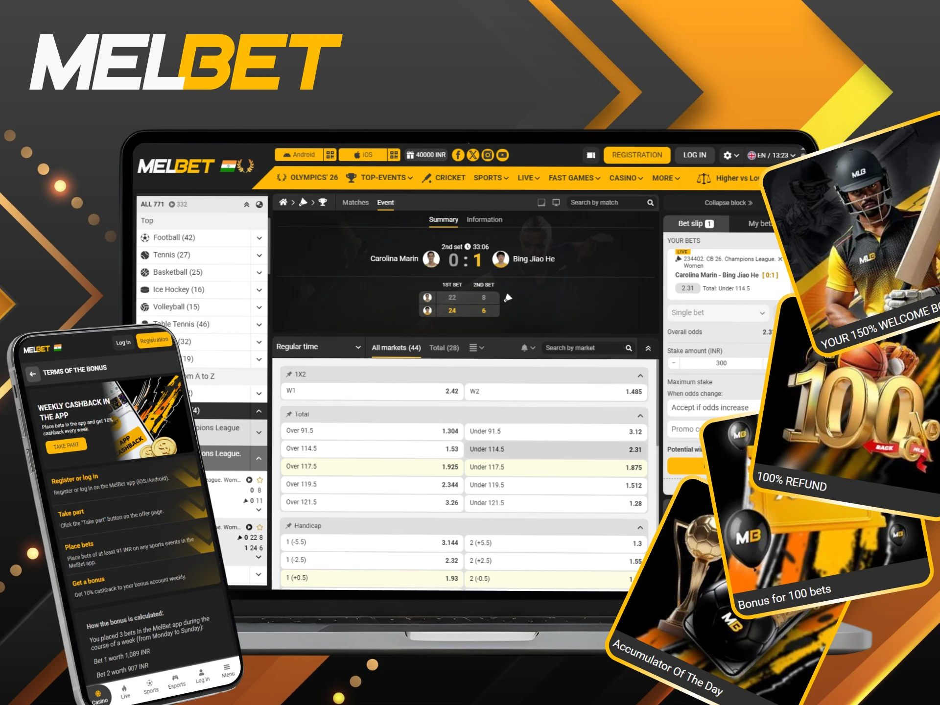Check out our available bonuses to find the best way to grow your badminton betting bankroll at Melbet.