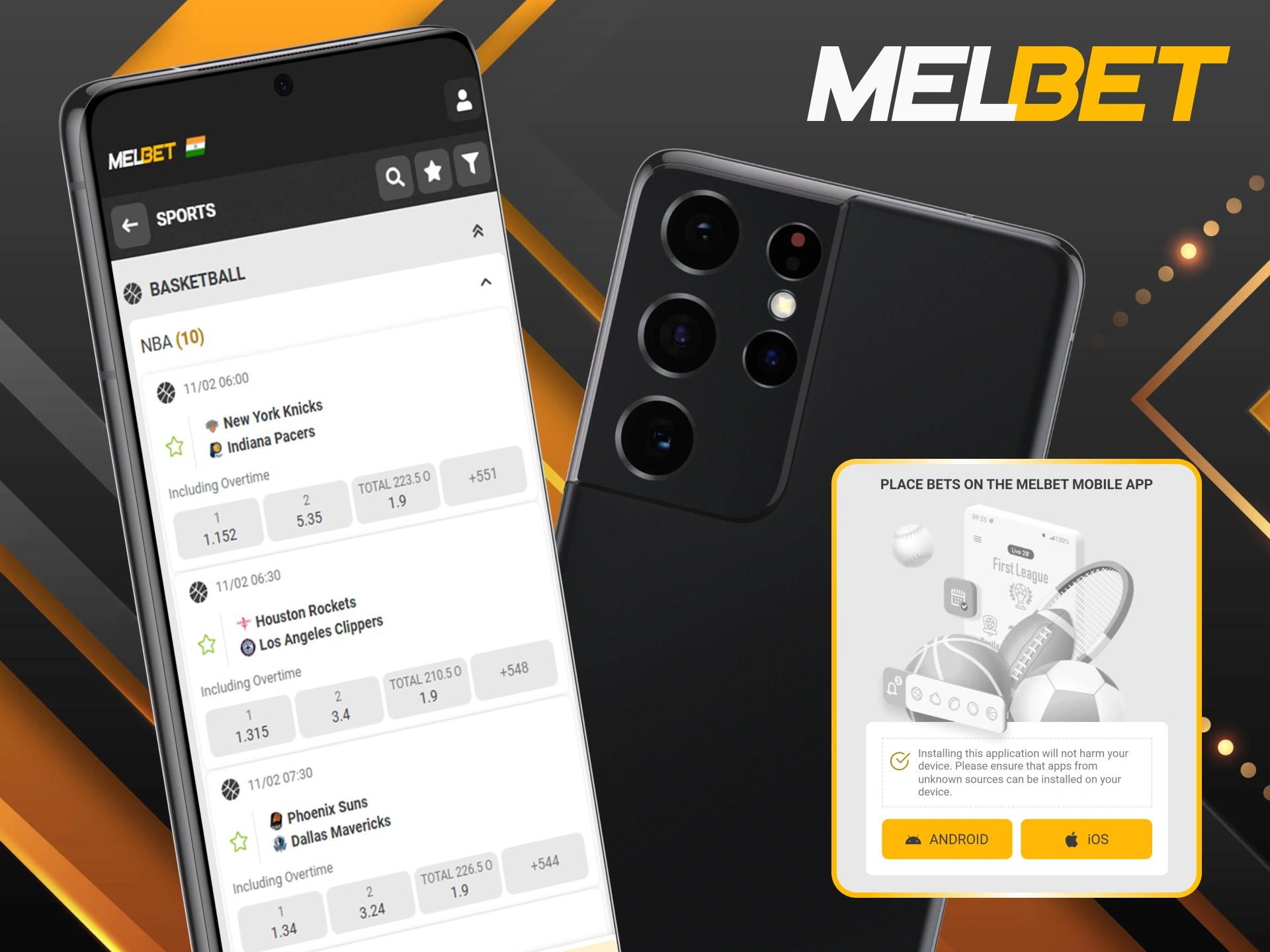 Grab the official Melbet app for a premium mobile NBA betting experience.
