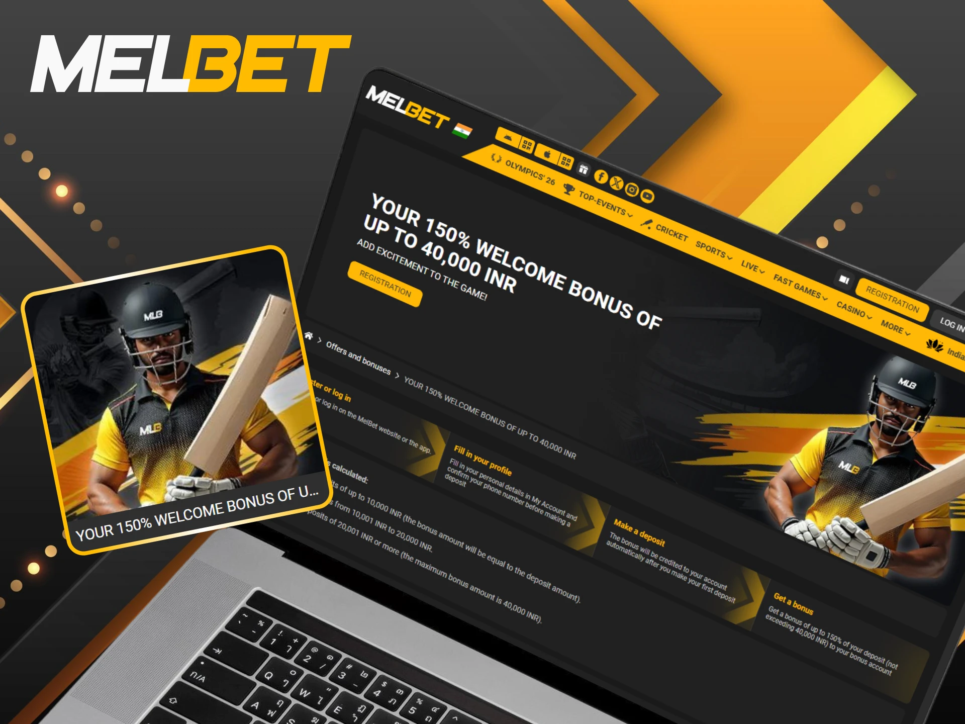 Take a look at the different bonus tiers to see how much you can get from your first Melbet deposit.