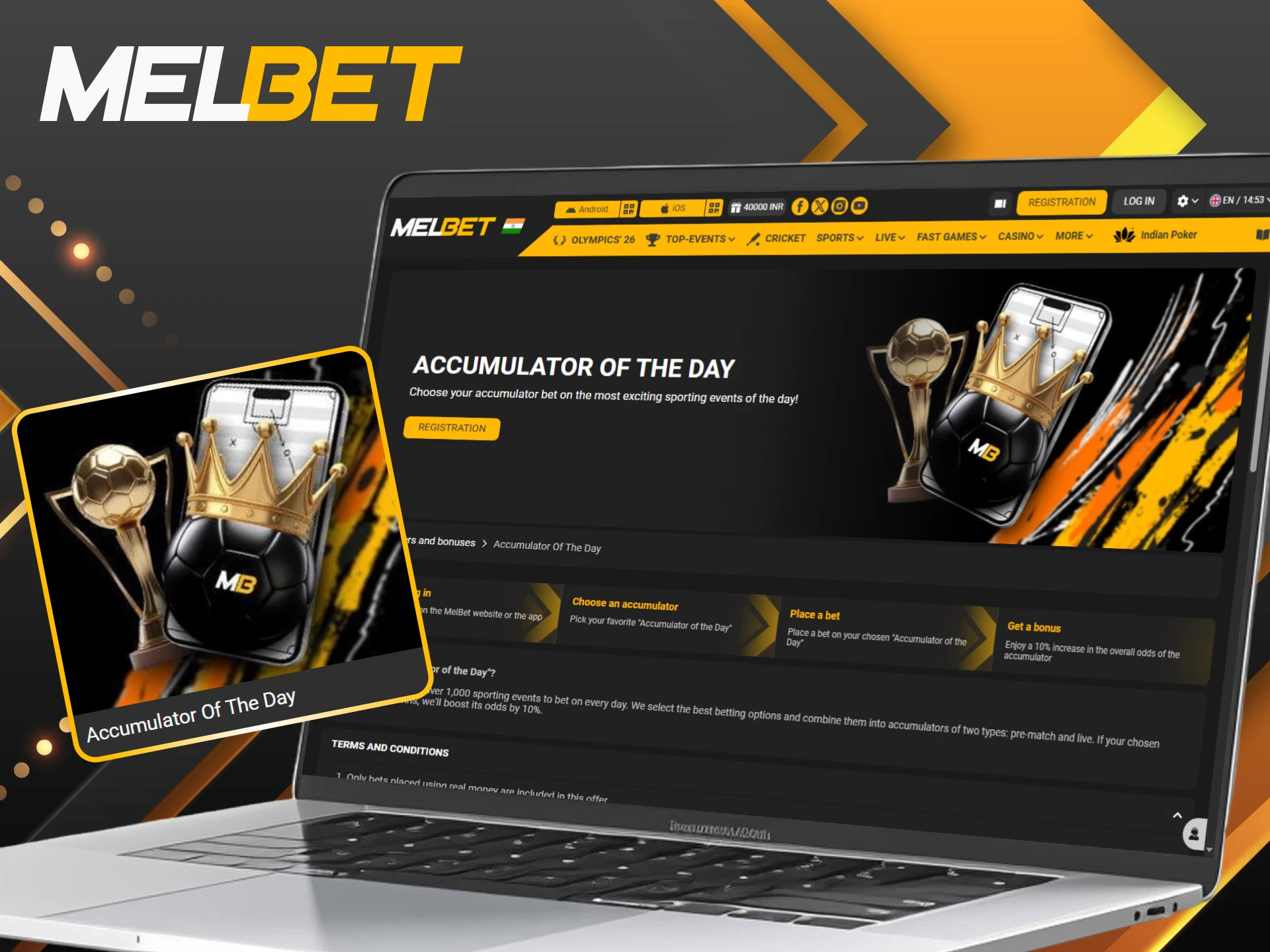 Get a 10% odds boost by betting on the Accumulator of the Day at Melbet.