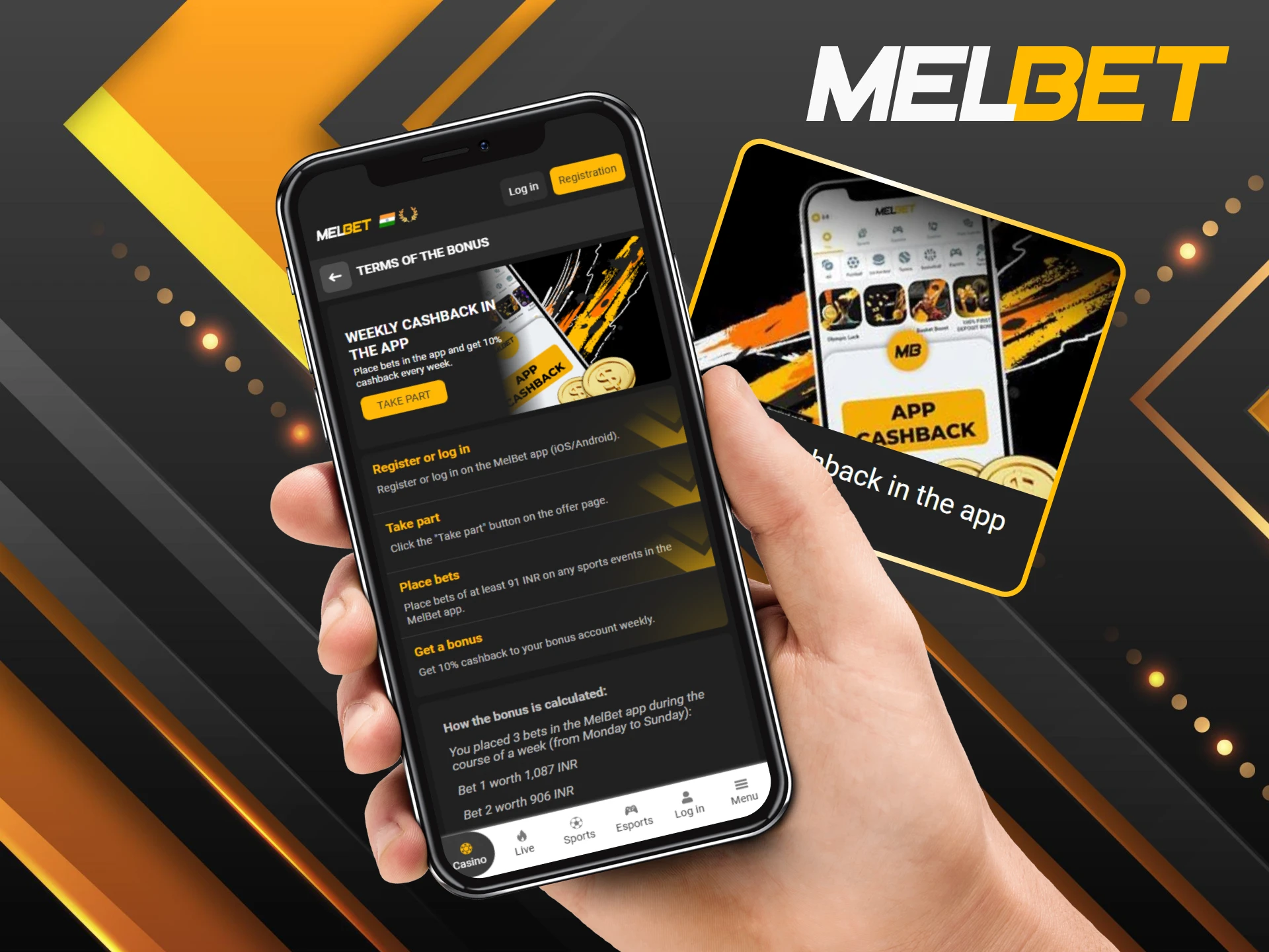 Claim your weekly app-exclusive cashback via the Melbet sports betting bonus section.