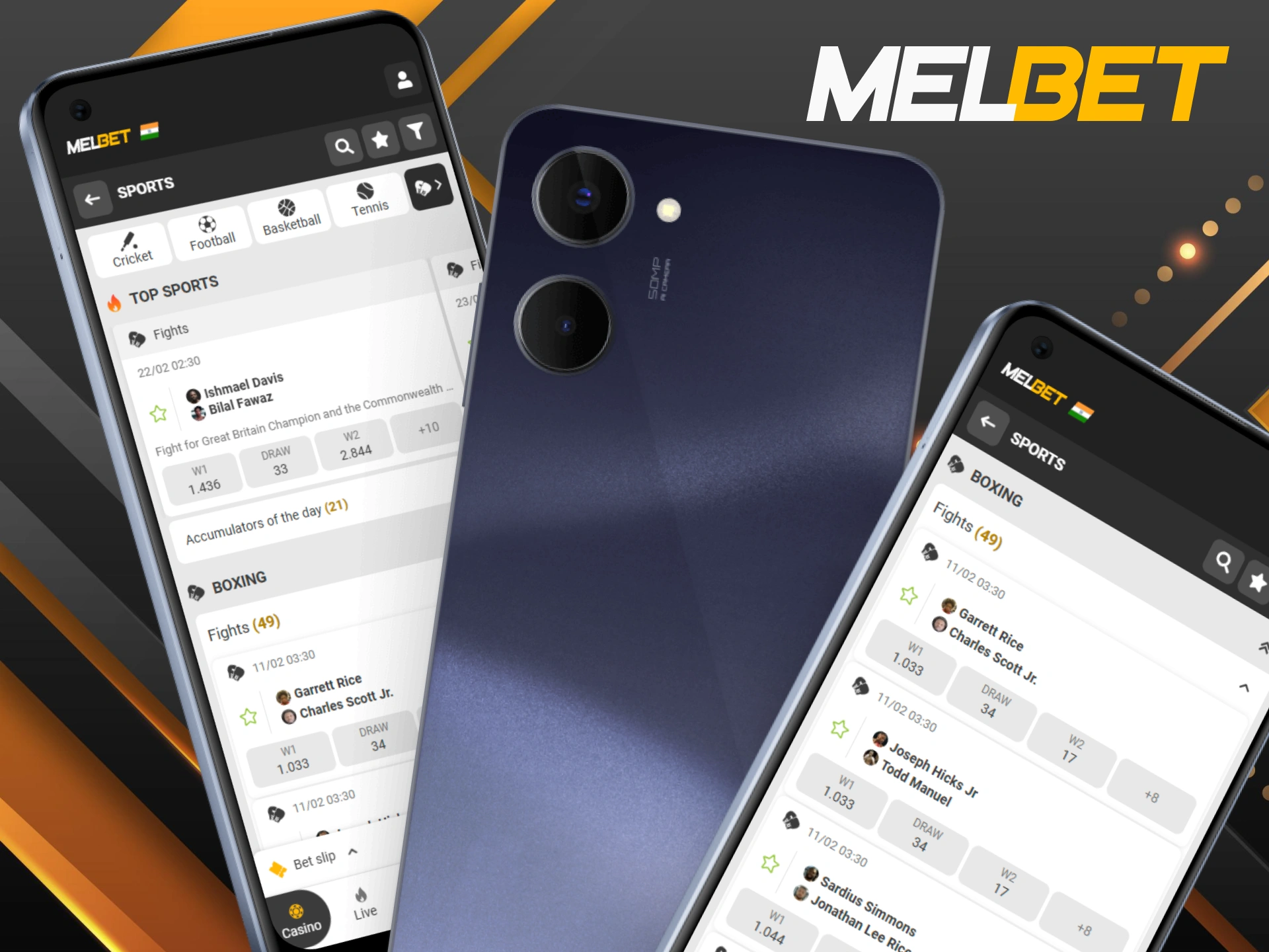Download the Melbet mobile app to manage your boxing bets on the go.