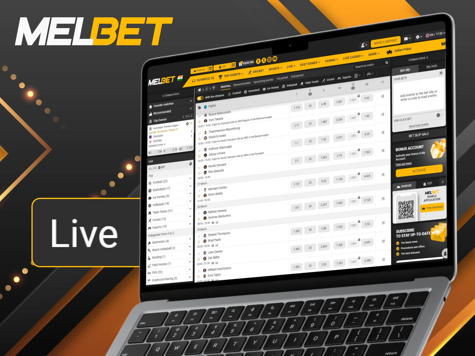 Experience the adrenaline of real-time boxing action with live betting at Melbet.