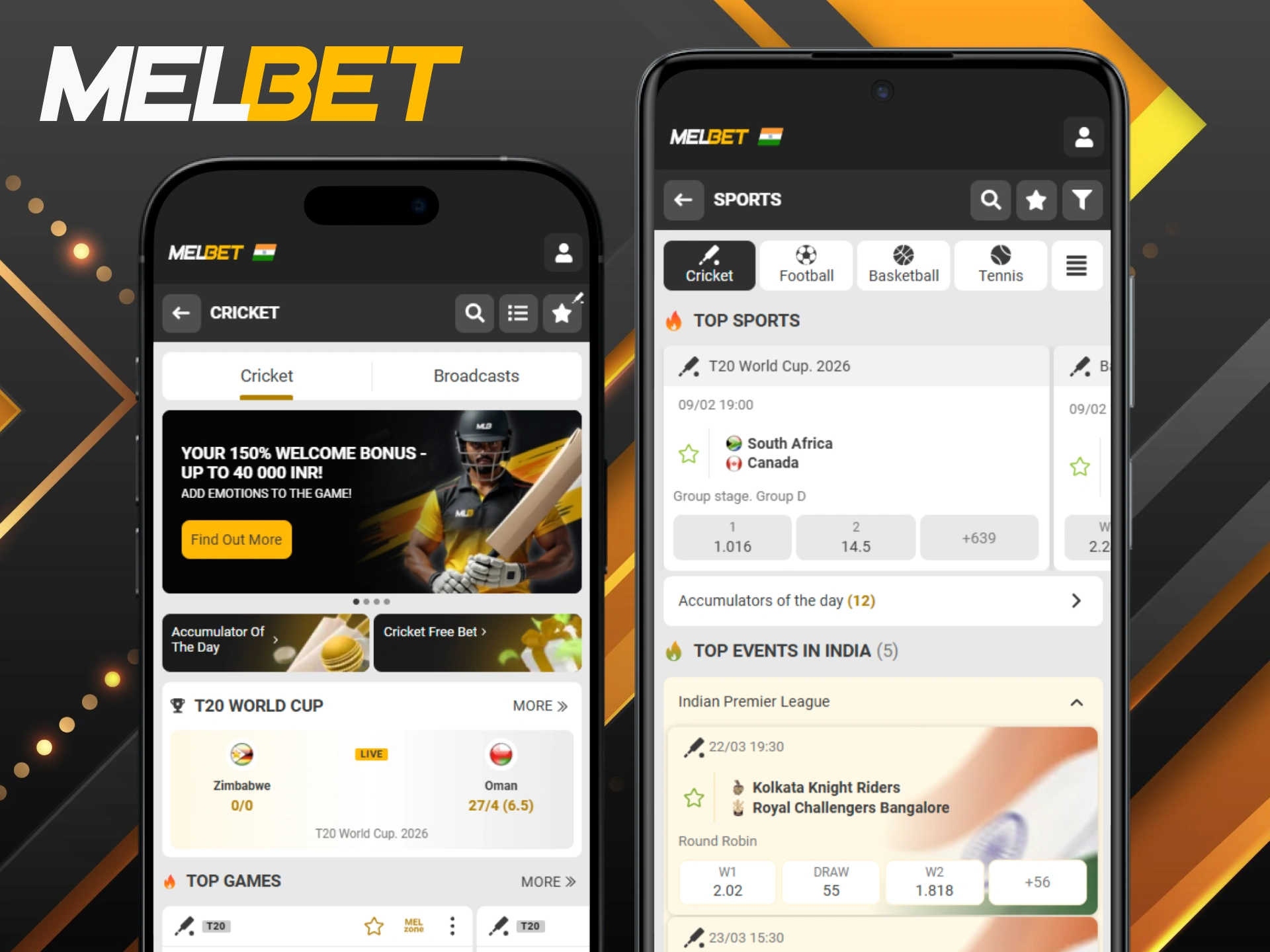Install the Melbet app to enjoy the freedom of betting on cricket wherever you are.