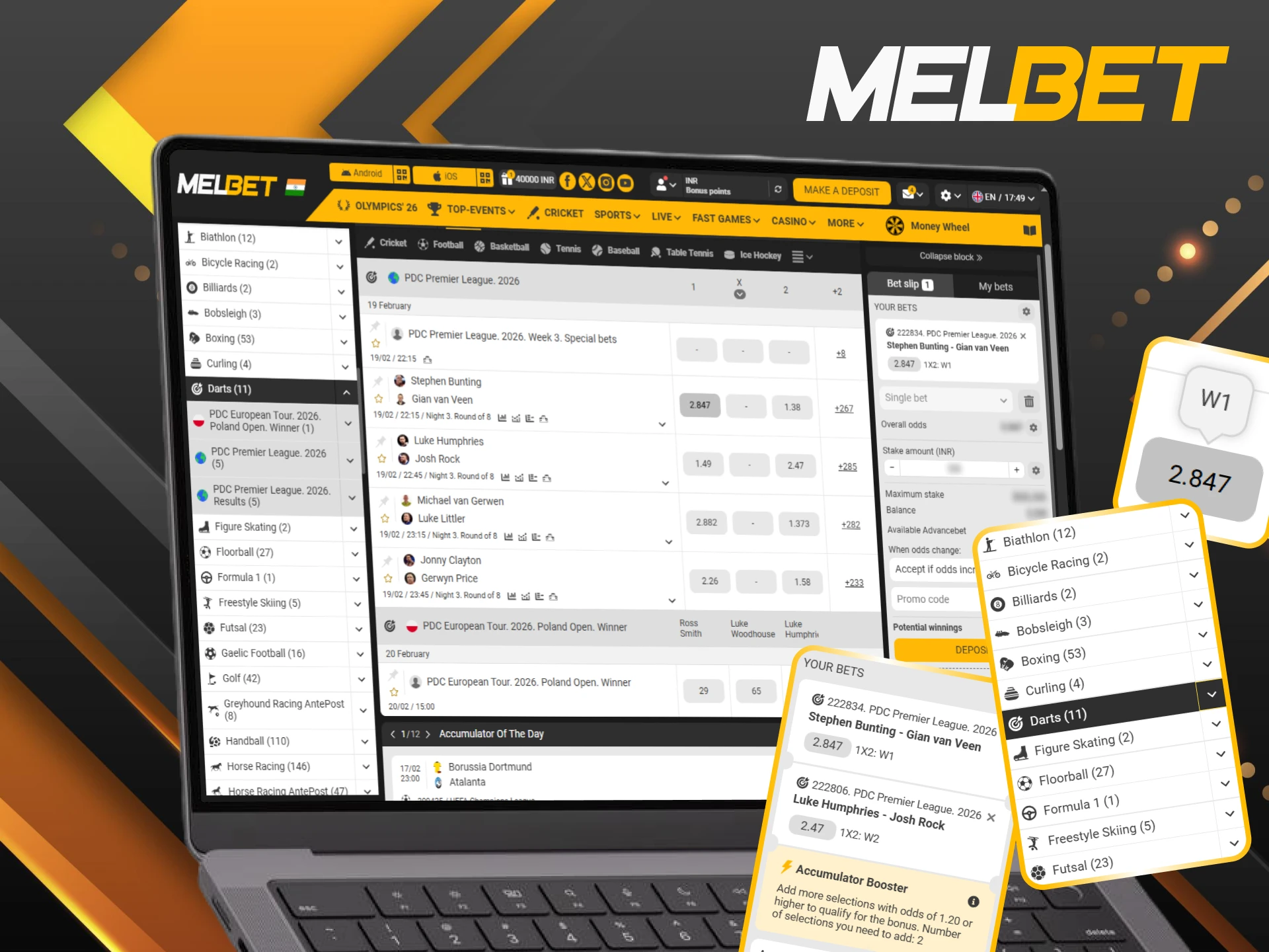 A step-by-step guide to wagering on darts matches with Melbet India.