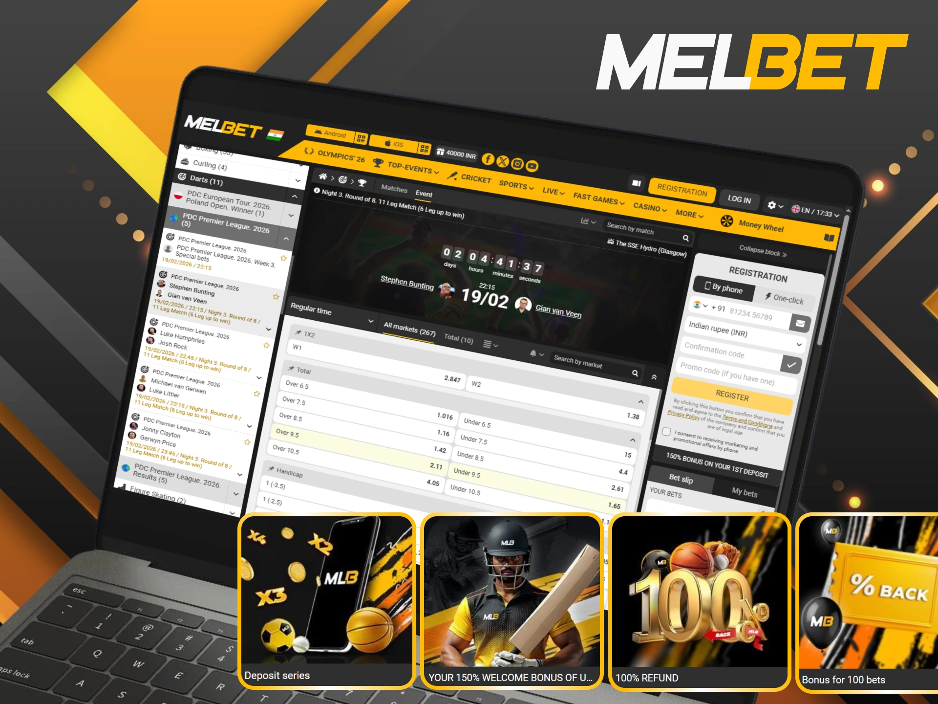Grab your Melbet bonuses for darts and the biggest championships of the year.