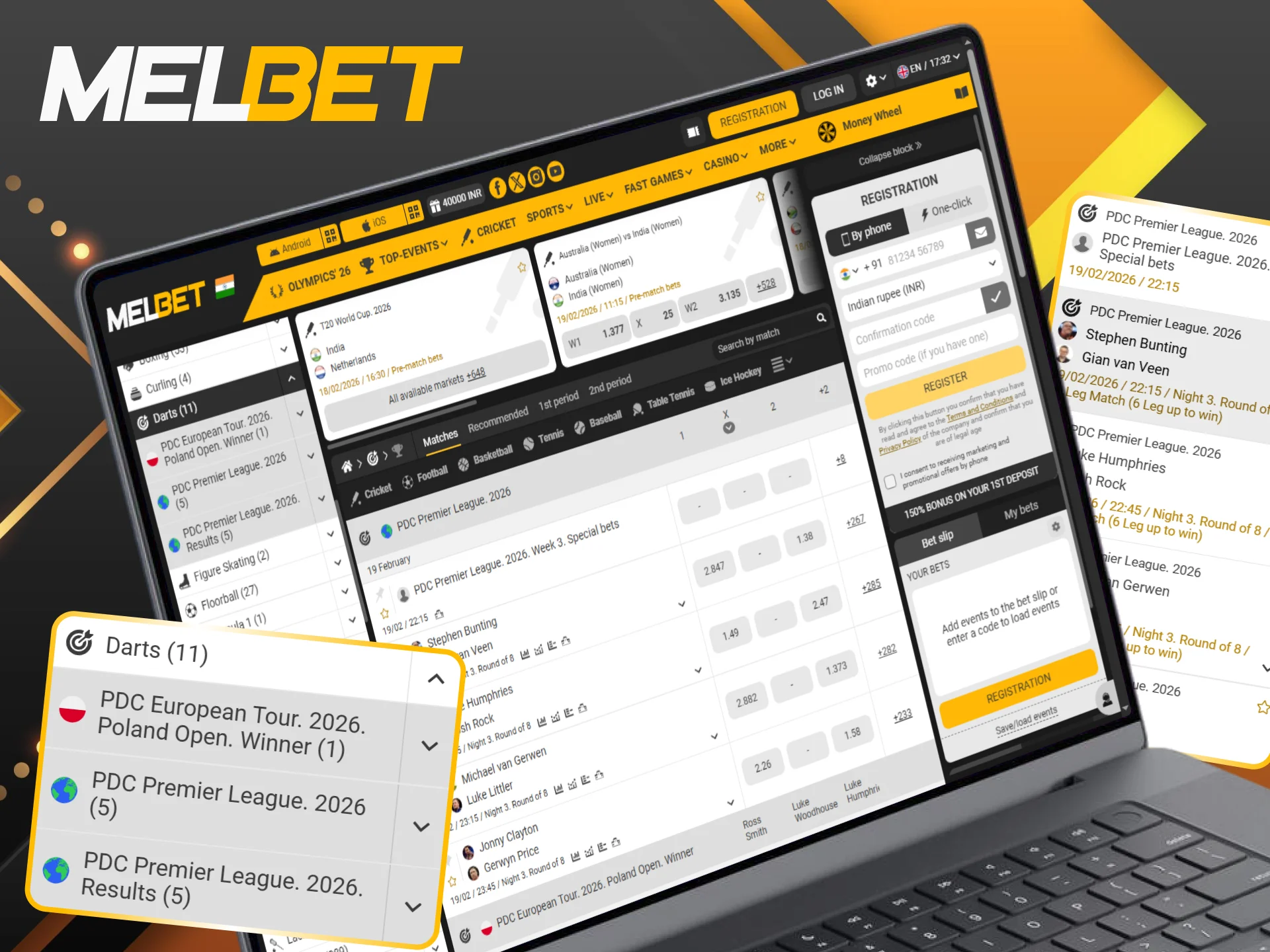 Explore the latest odds at Melbet for the World Matchplay and other premier darts tournaments.