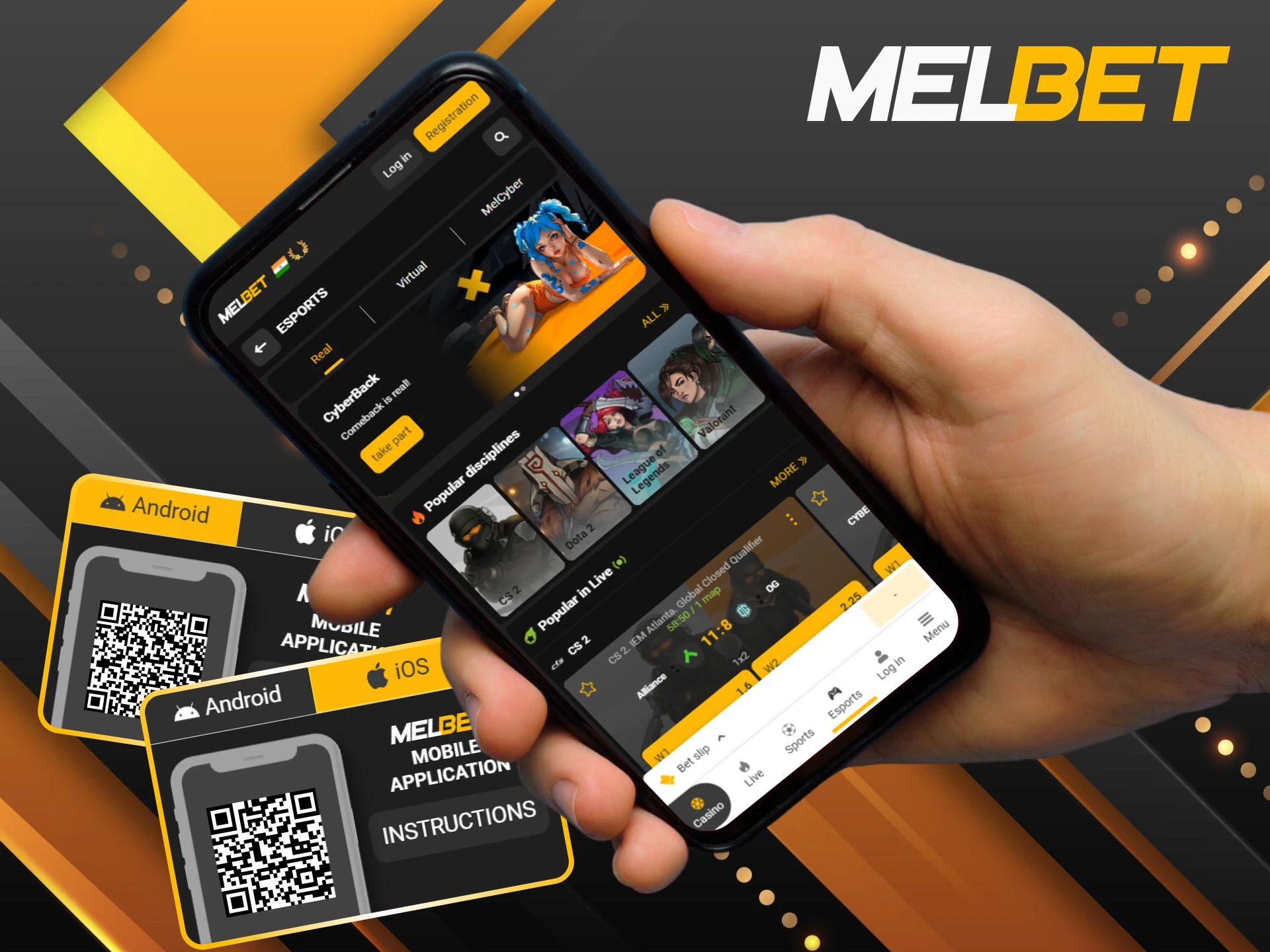 Get fast, seamless access to cybersport betting with the Melbet app.