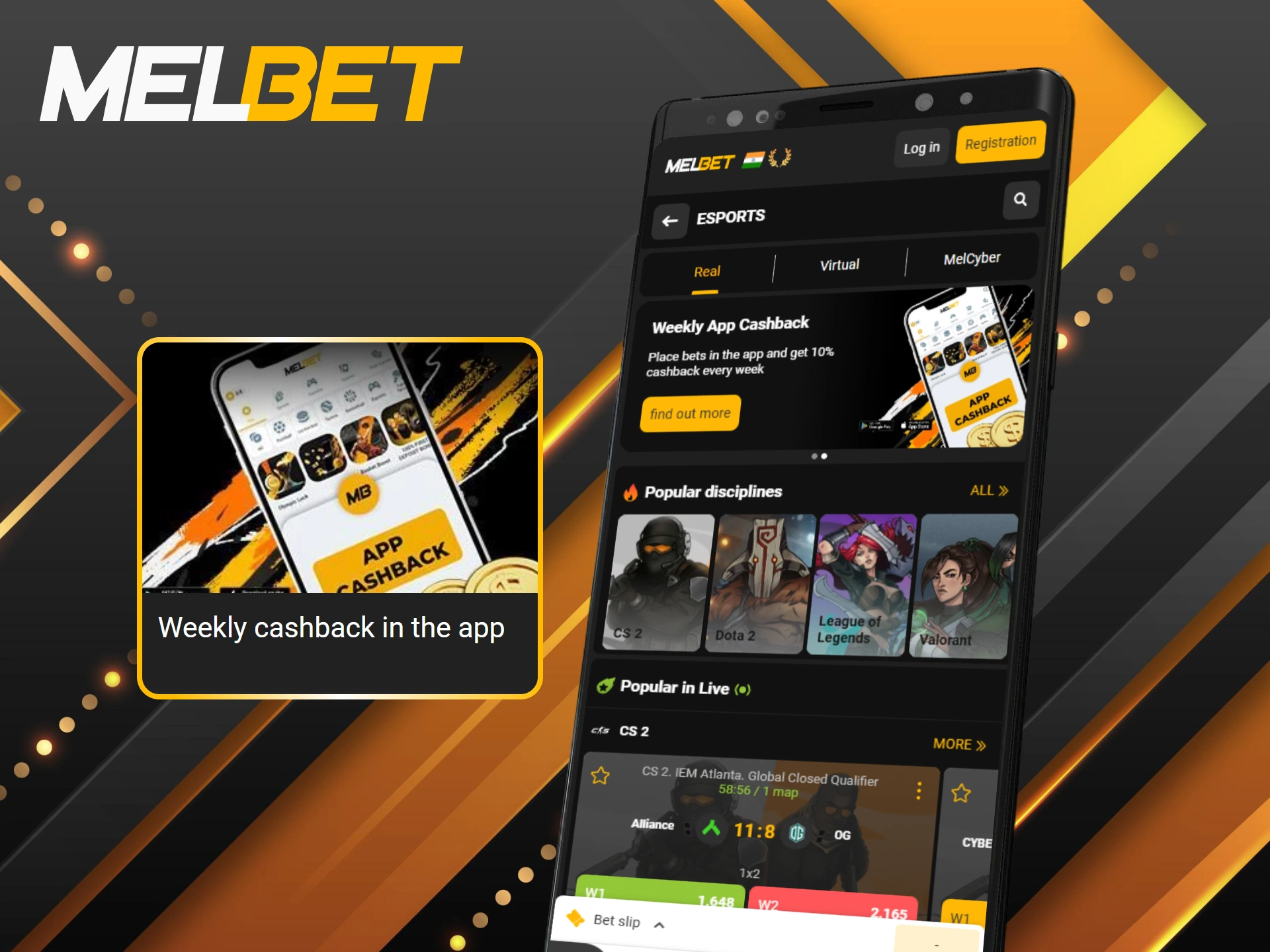 Get rewarded for your loyalty with weekly app cashback for eSports fans.