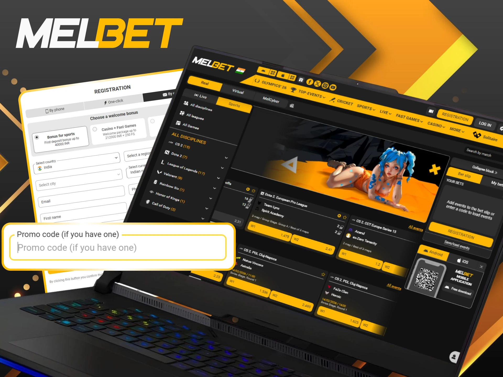 Use the promo code to access exclusive eSports offers at Melbet.