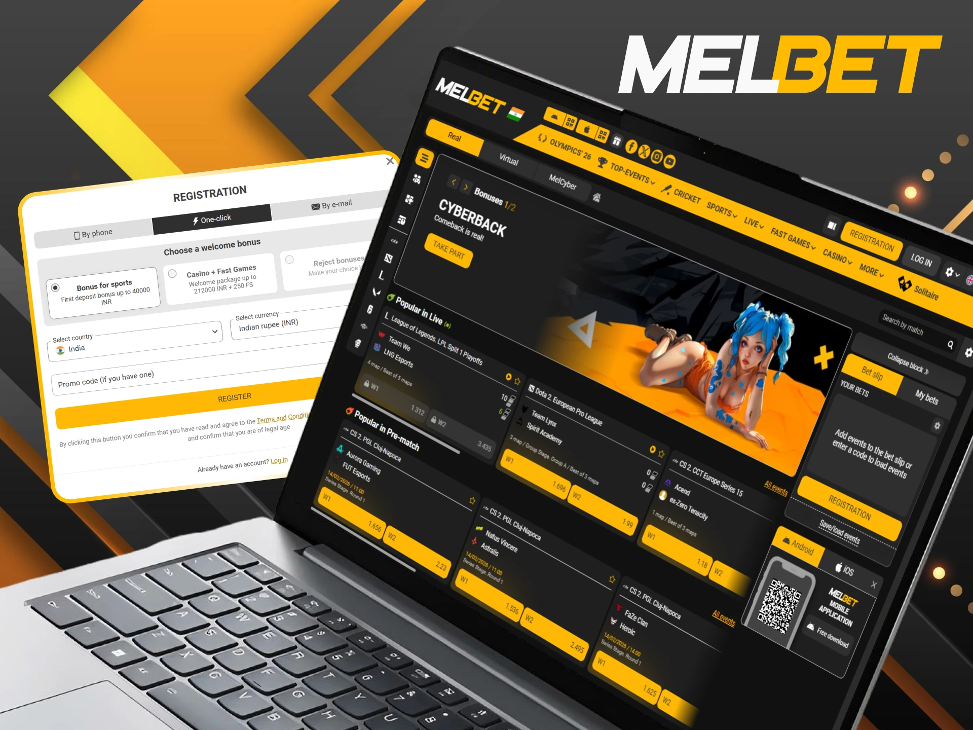 Follow these simple steps to create your Indian account and start betting on eSports.