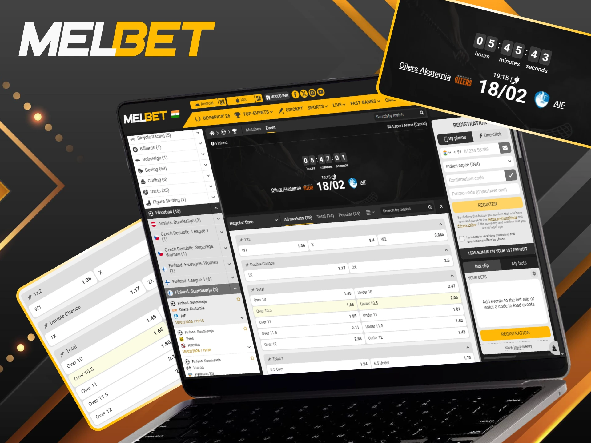 Bet live on Melbet: Predict match winners and total goals as the action happens.
