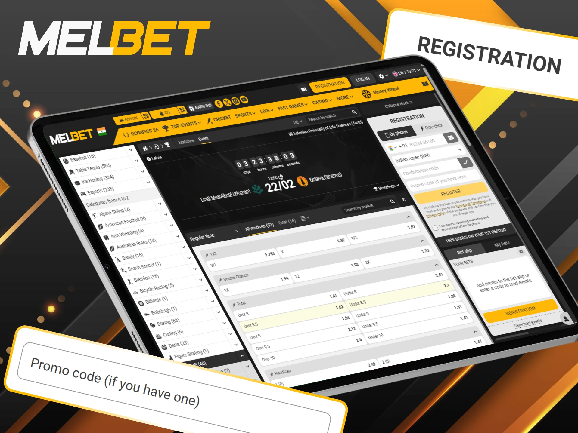 Use the Melbet promo code for floorball betting to unlock additional rewards.