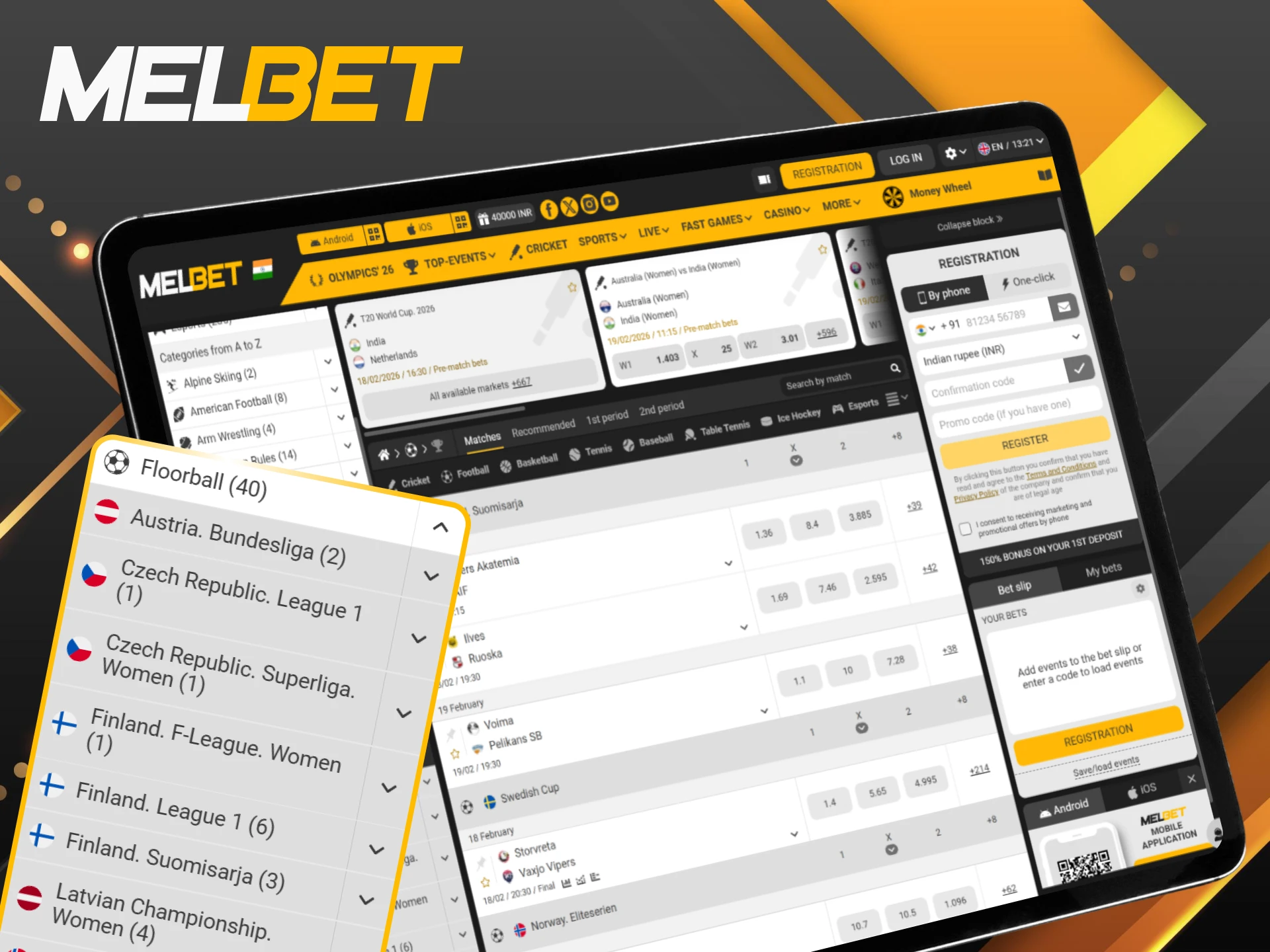Check out the latest odds for world championships and major floorball tournaments on Melbet.