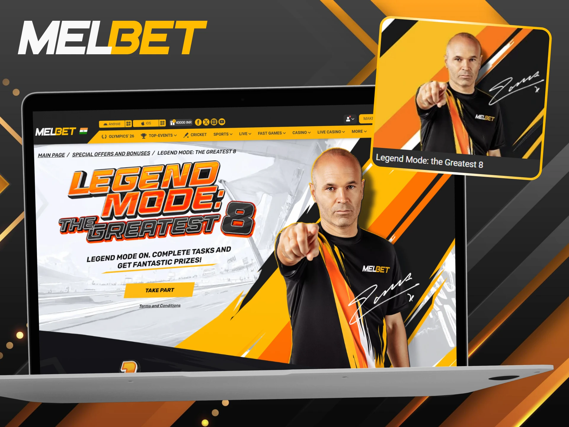 Enter the Andres Iniesta prize draw by betting on football with Melbet.