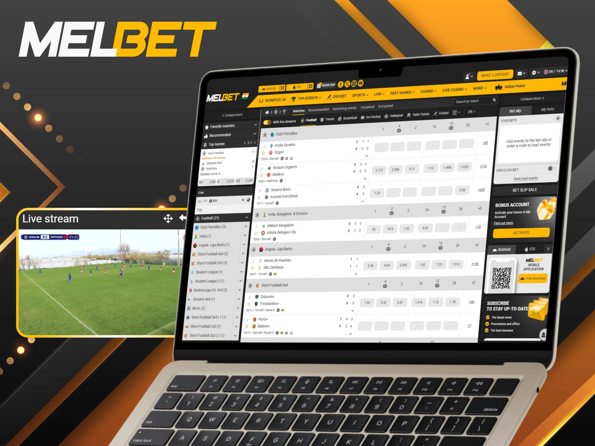 Experience the adrenaline of real-time action with live football betting on Melbet.