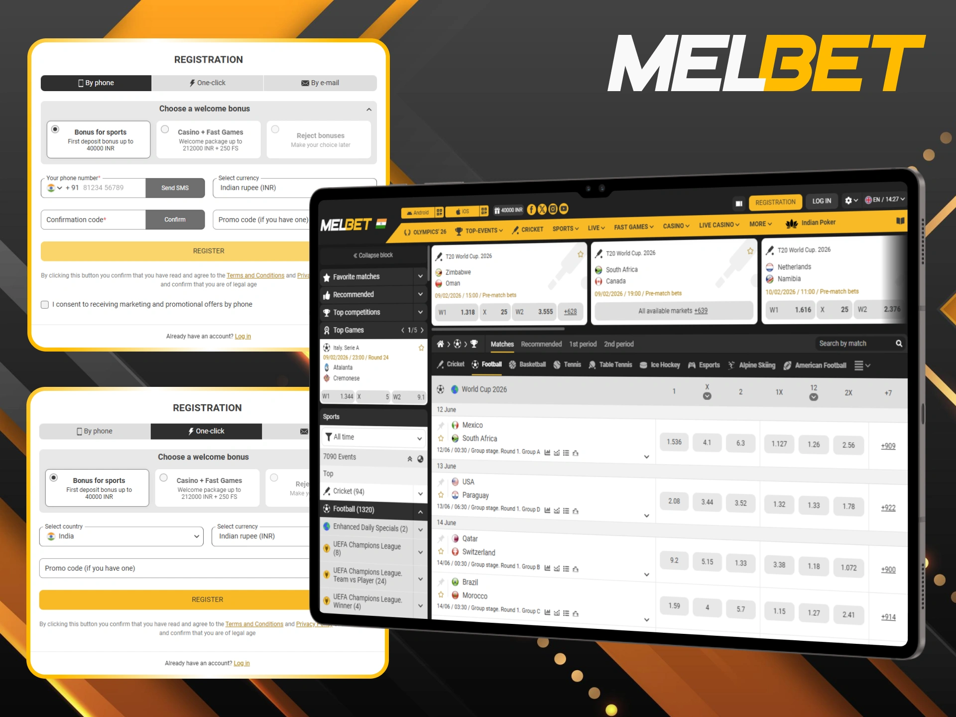 Just follow these simple steps to get your account ready for football betting at Melbet.