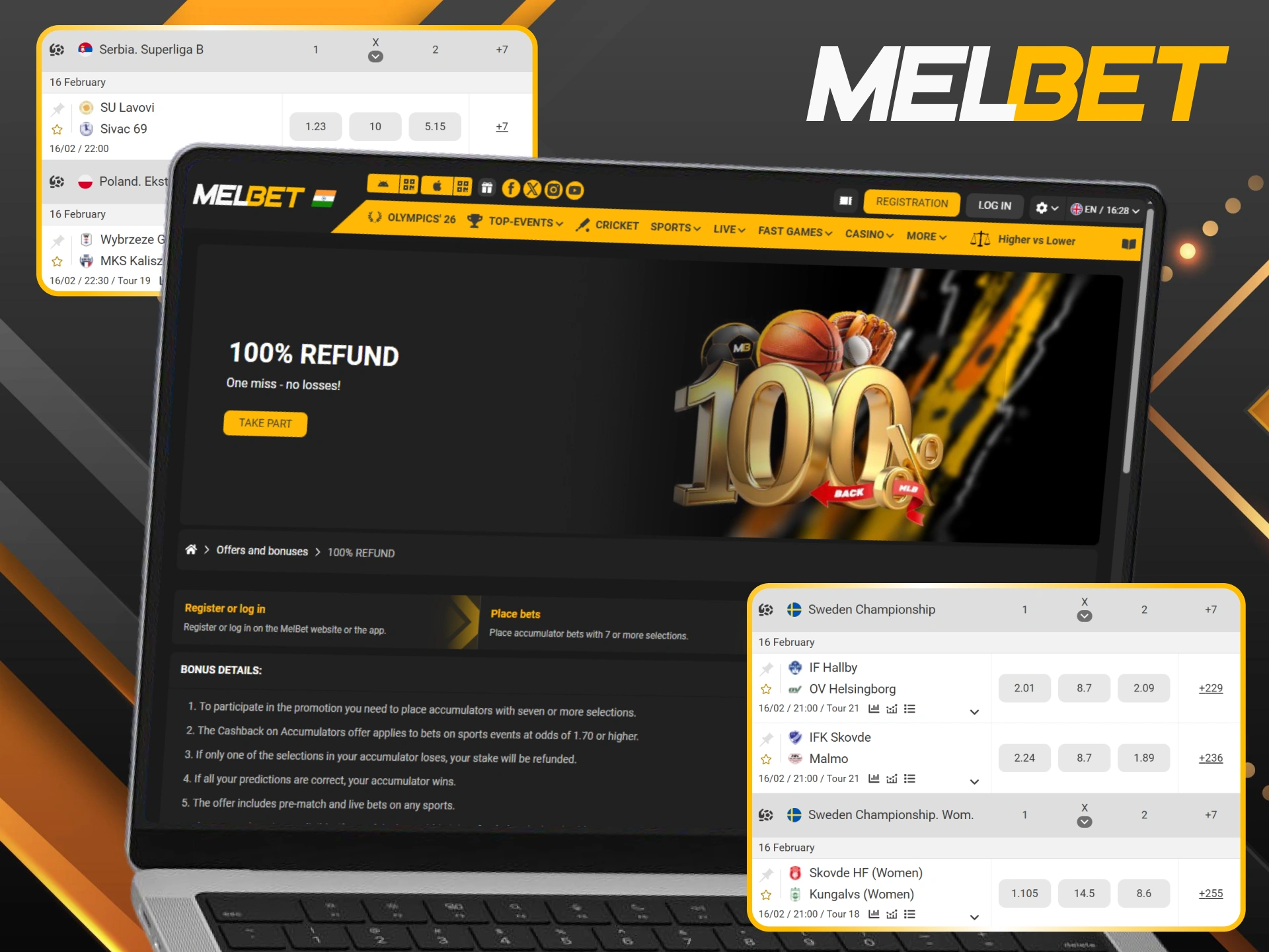 Bet with peace of mind—get a 100% refund if a single leg ruins your handball accumulator.