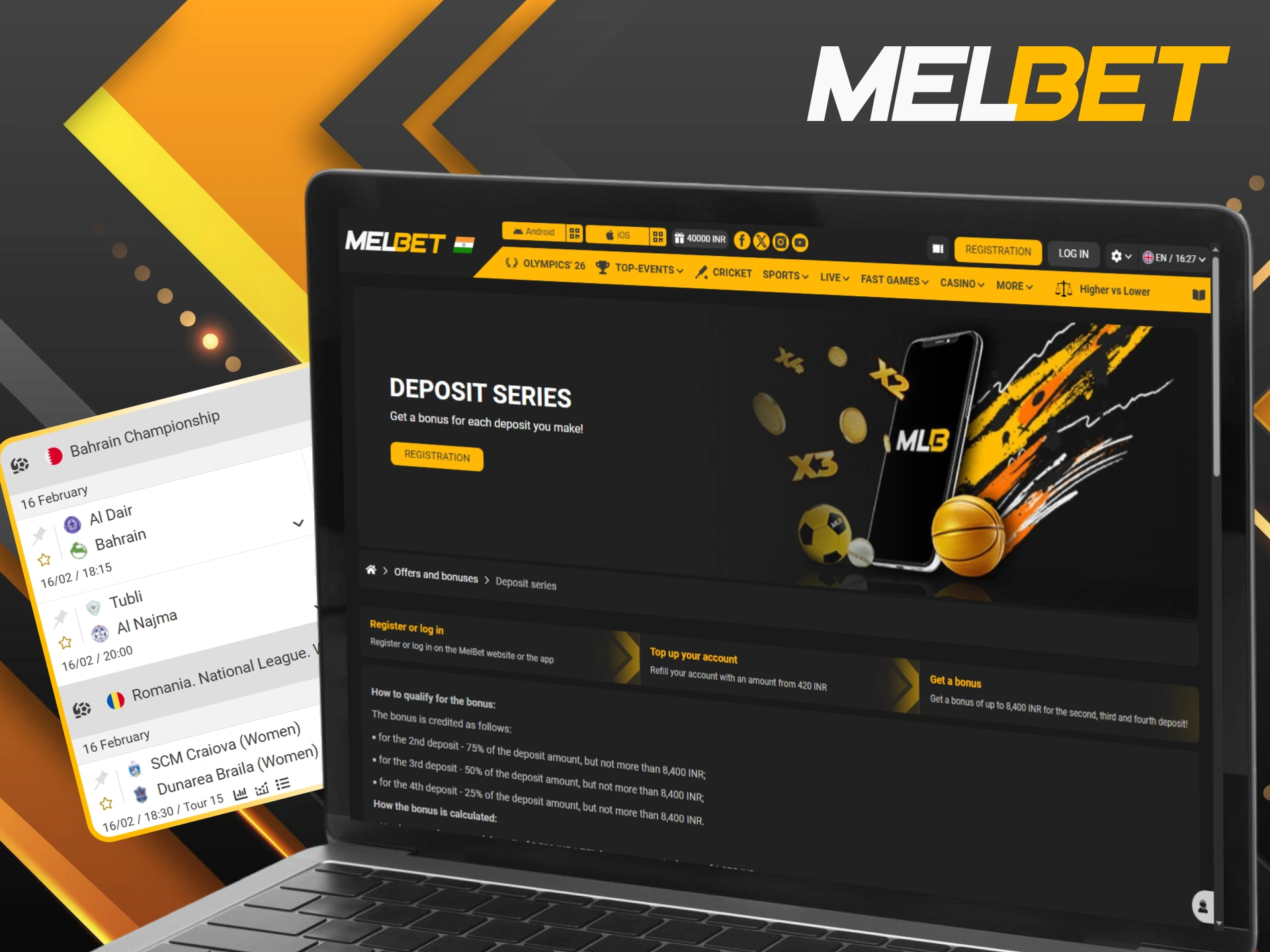 Boost your betting bankroll by taking advantage of the Melbet deposit series.