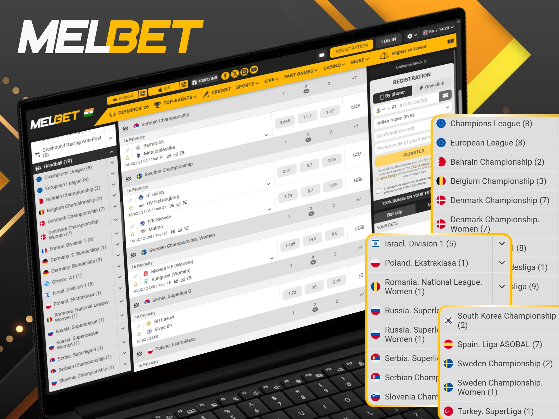 Turn your handball knowledge into profit by analyzing and predicting outcomes at Melbet.