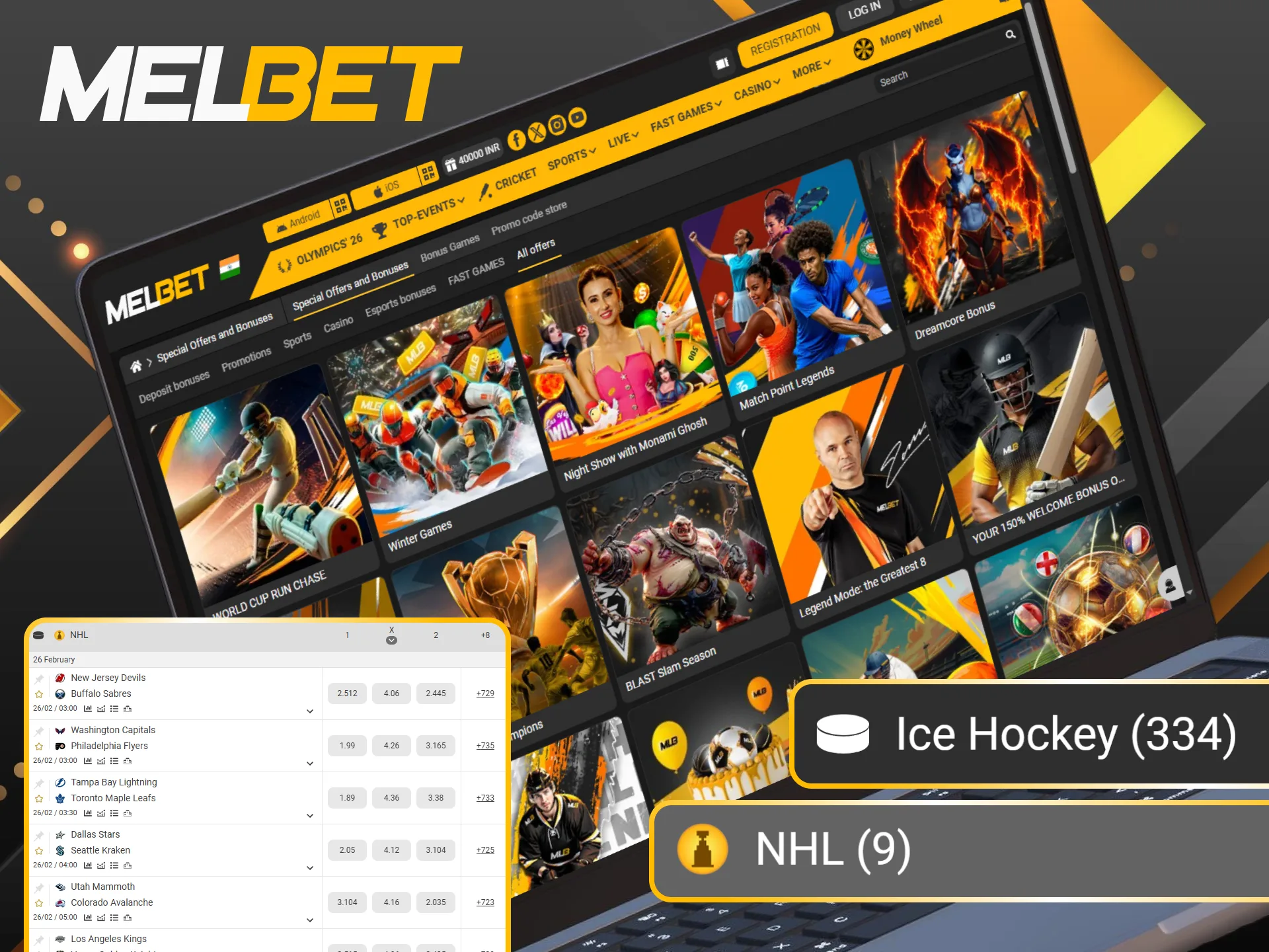 Explore the best NHL bonuses available to give your Melbet ice hockey bankroll a significant boost.