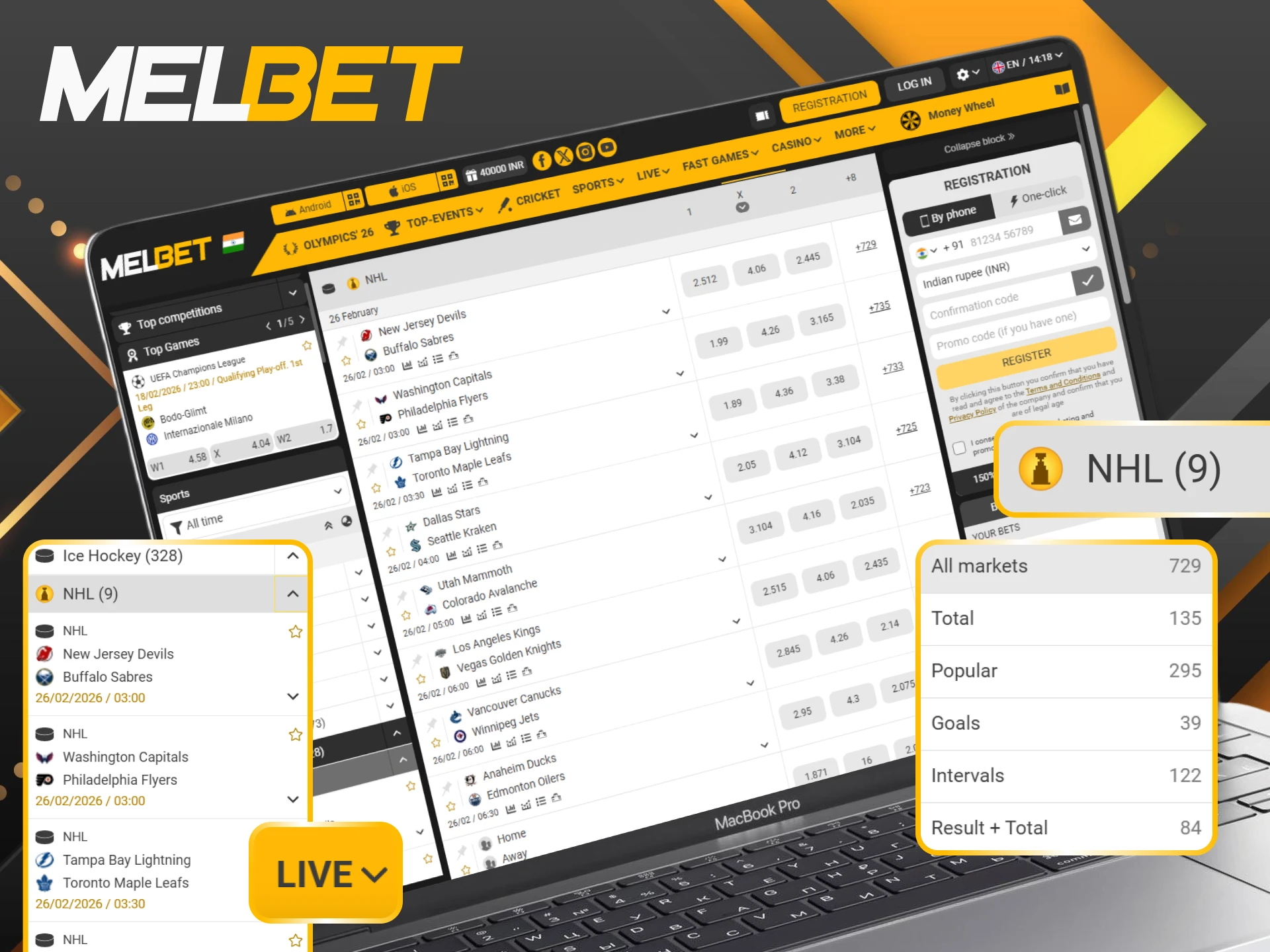 Check out the top highlights and key features Melbet offers for the most prestigious ice hockey leagues and tournaments.