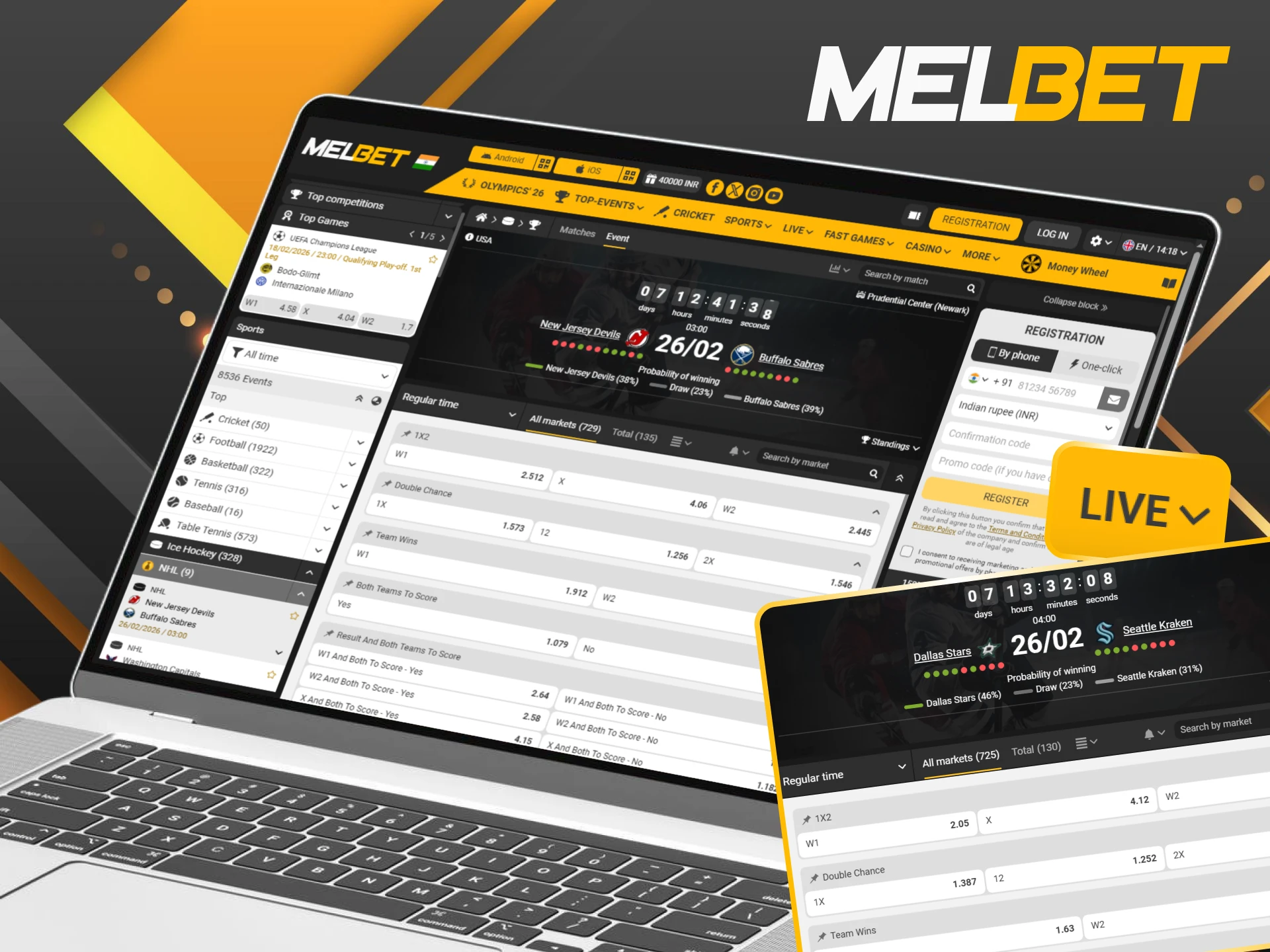 Get in on the action with Melbet NHL live betting during every high-intensity period.