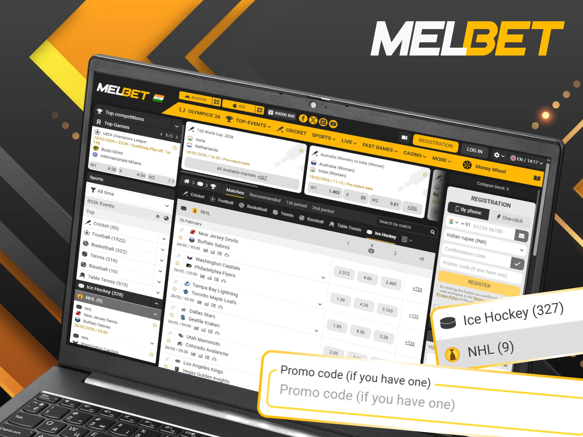 Use the Melbet promo code to unlock special rewards for the upcoming ice hockey season.