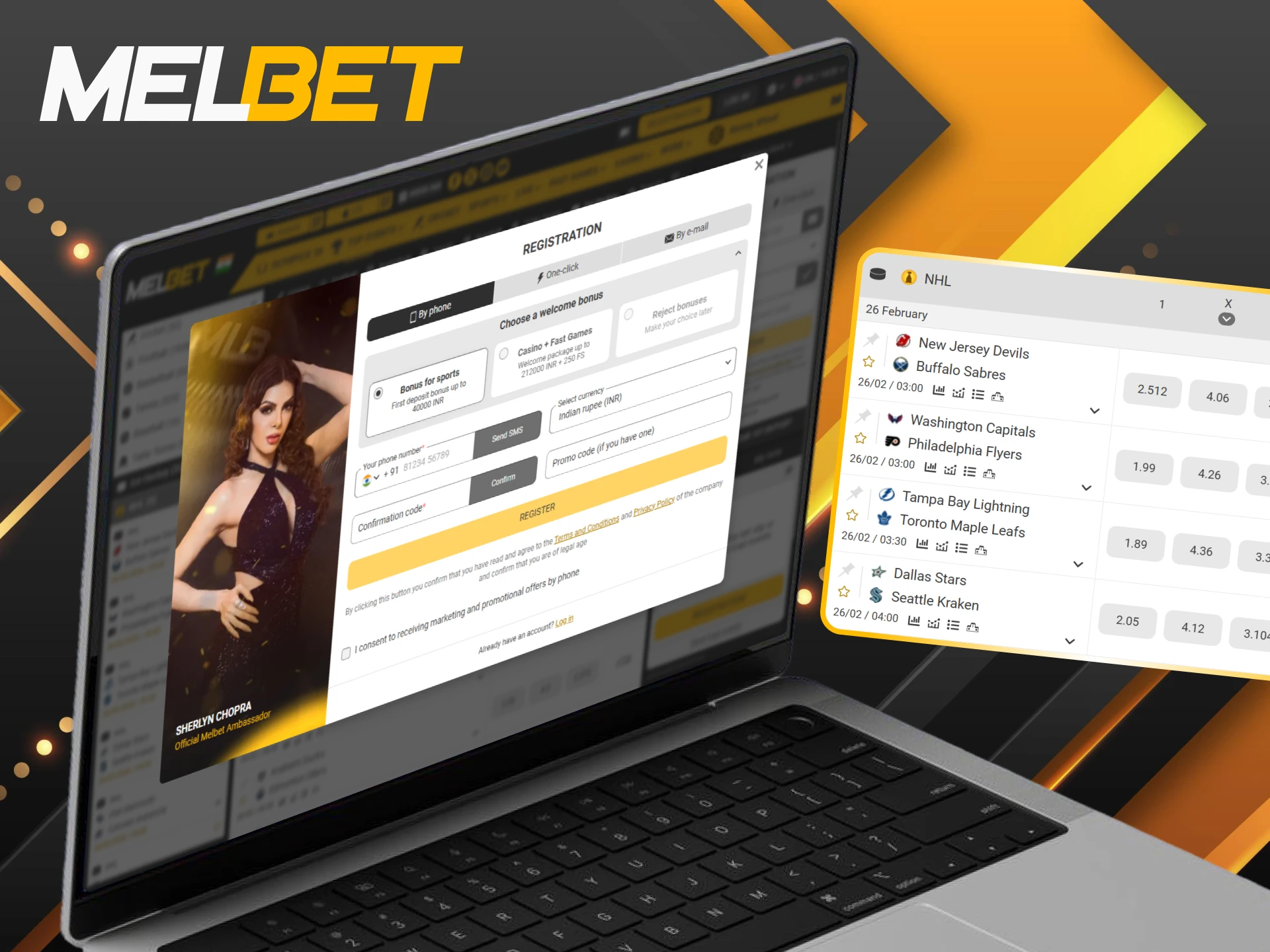 Finish your registration today and start your professional ice hockey betting journey with Melbet.