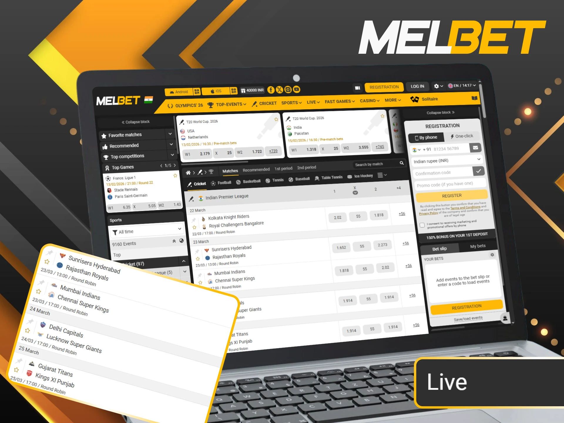 Get in on the IPL action with live betting at Melbet.