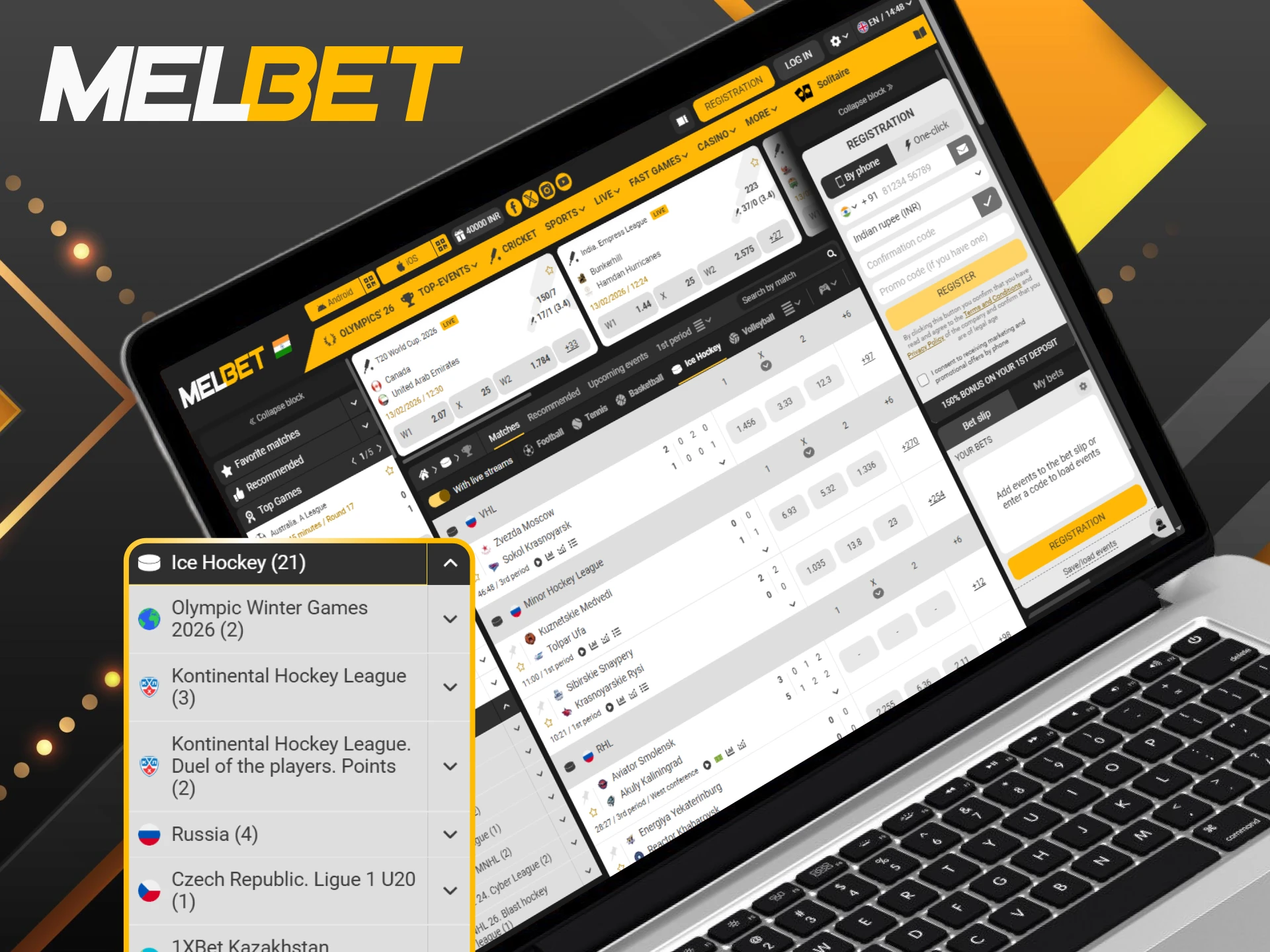 Feel the rush of the rink with live ice hockey betting at Melbet.