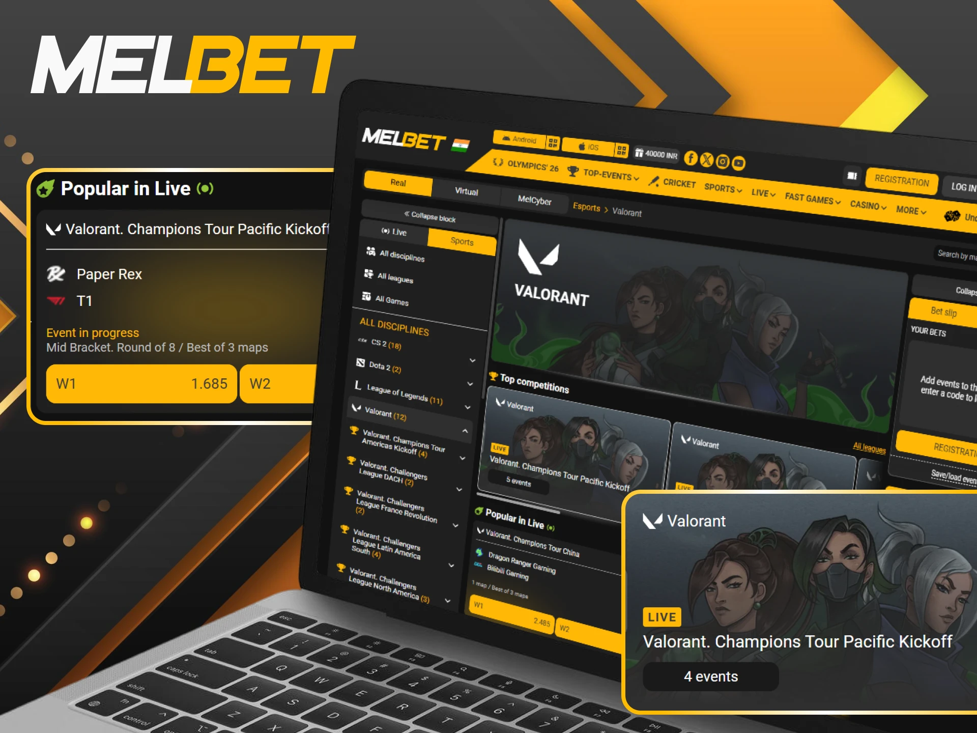 Win big with the best Valorant odds available on the Melbet platform.