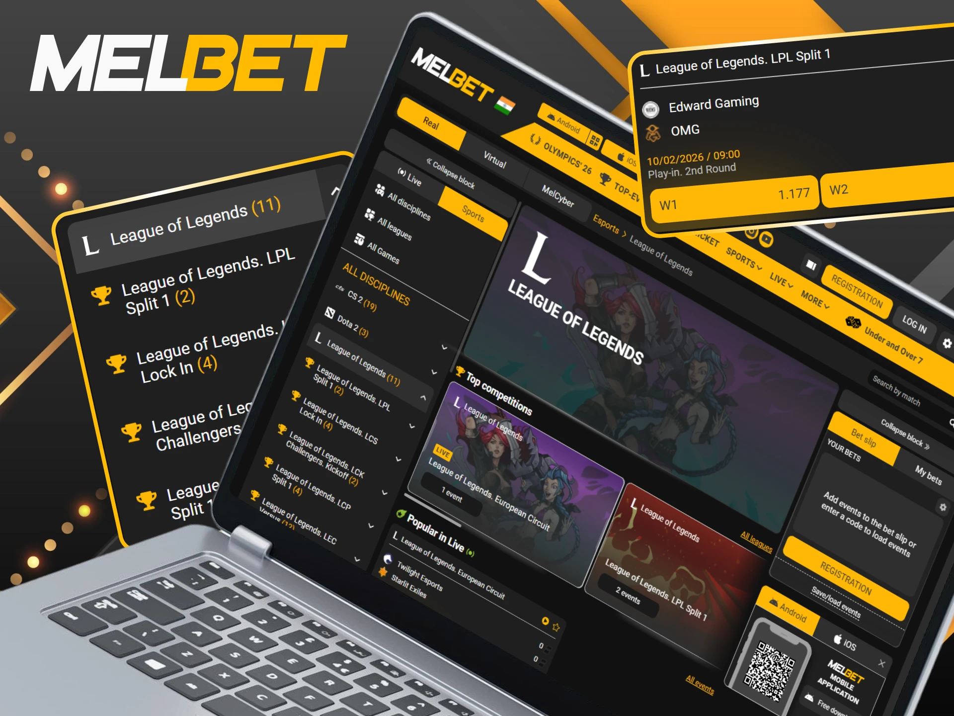 Experience the intensity of League of Legends betting right here at Melbet.