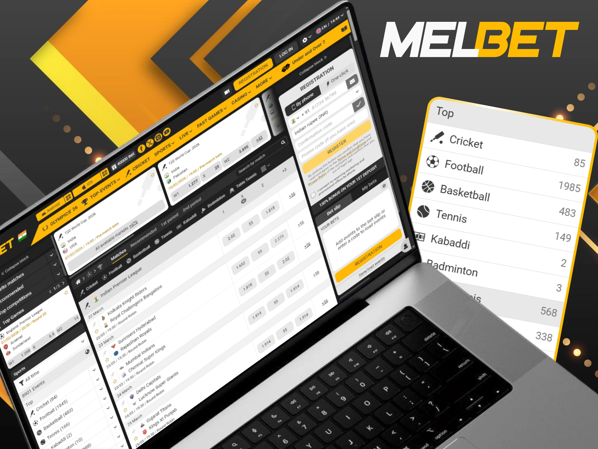 Head over to the Melbet sportsbook to place your bets on the biggest international sporting events.