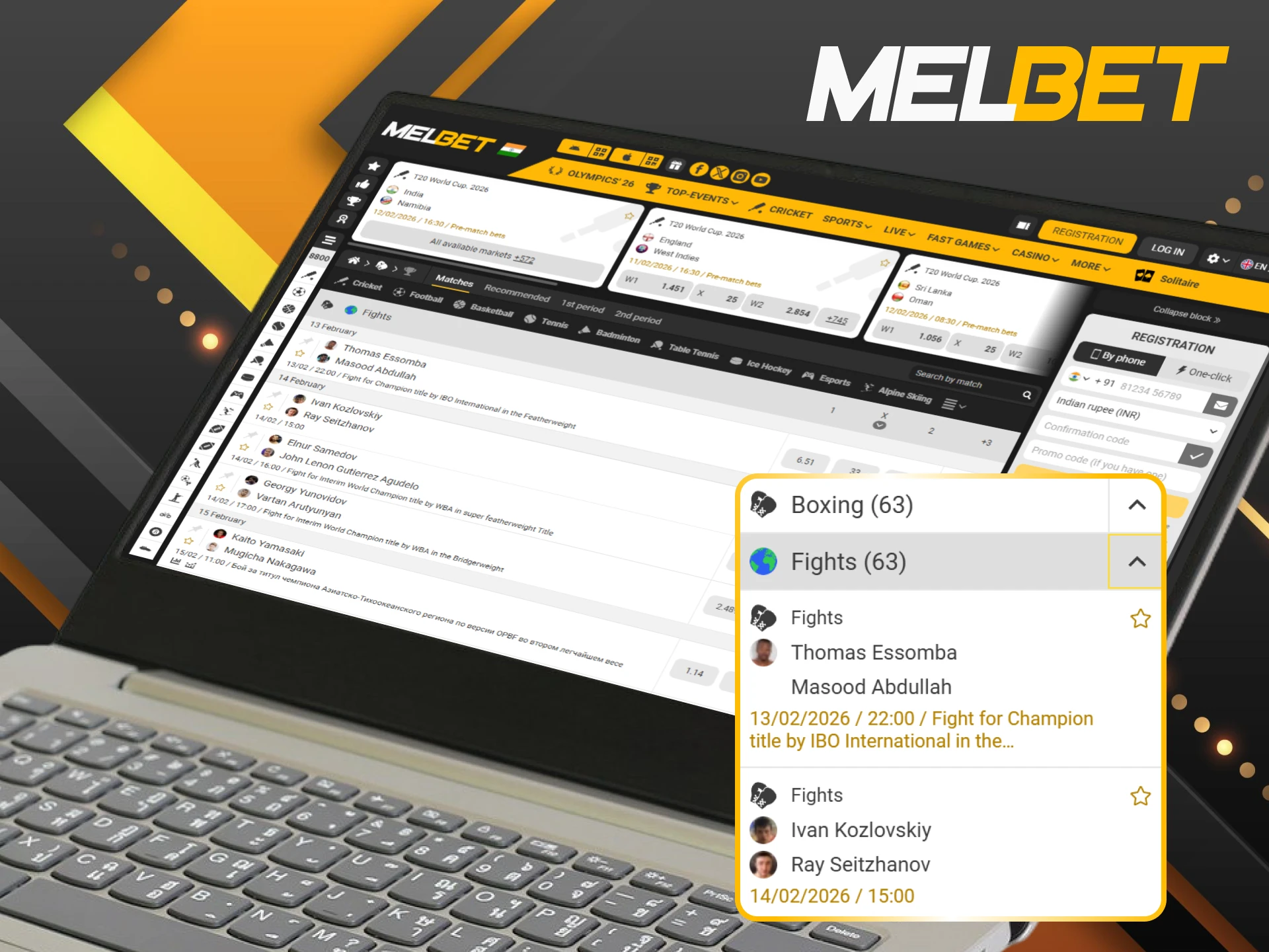 Bet on the world's biggest boxing matches and take advantage of high odds at Melbet.