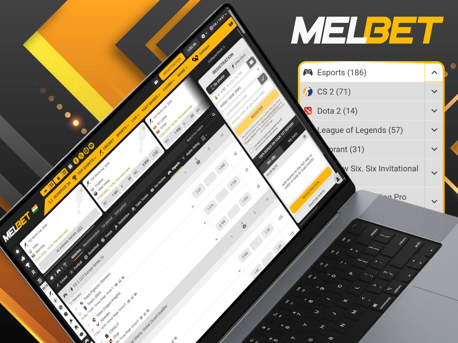Dive into the world of competitive gaming and start betting on eSports at Melbet.