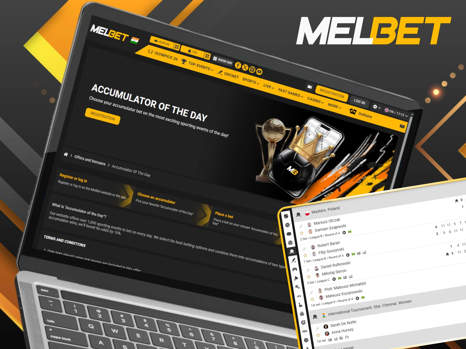 Maximize your daily returns with Melbet's 'Accumulator of the Day' for table tennis.