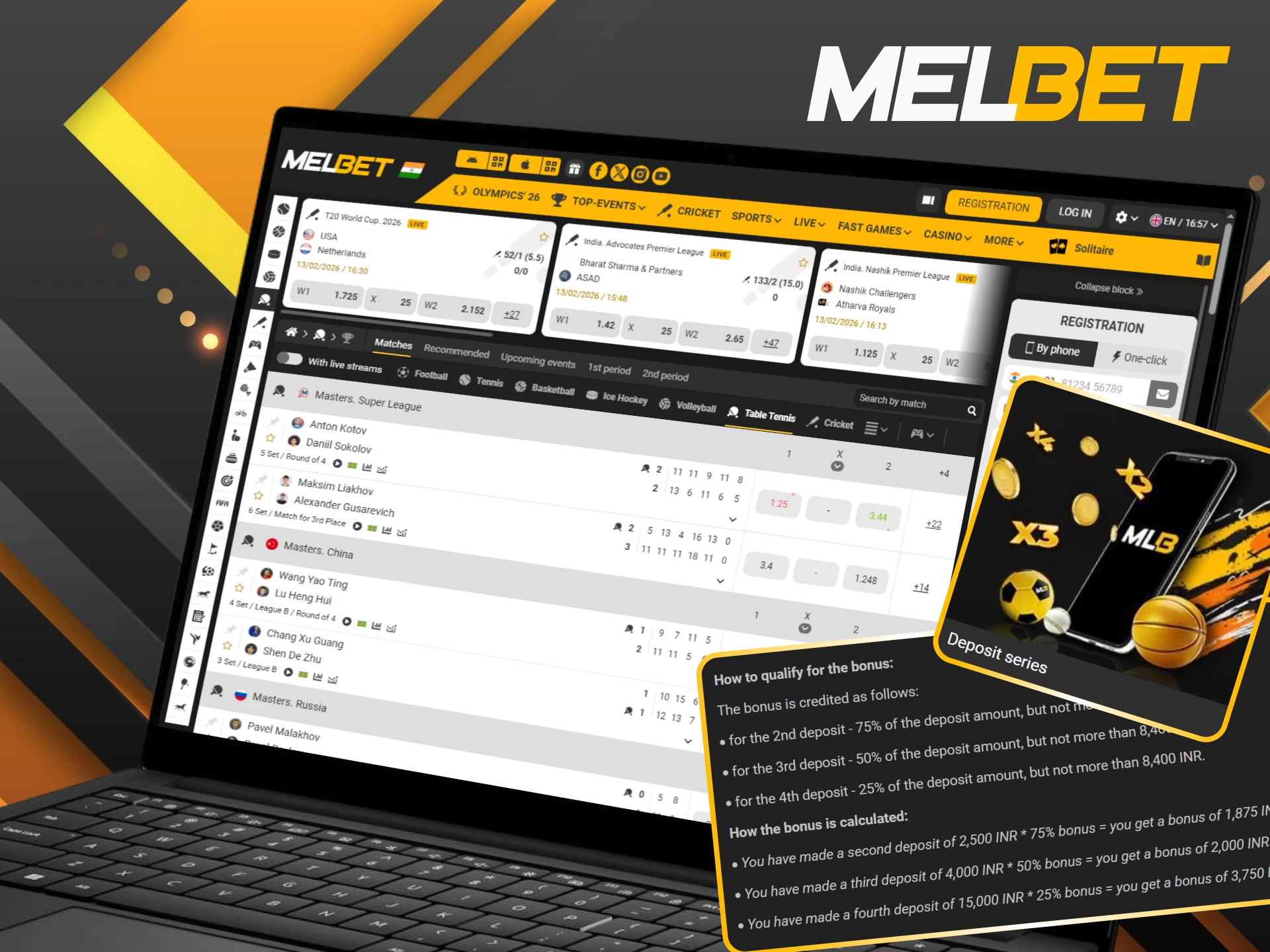 Take advantage of the deposit series to increase your table tennis betting budget.