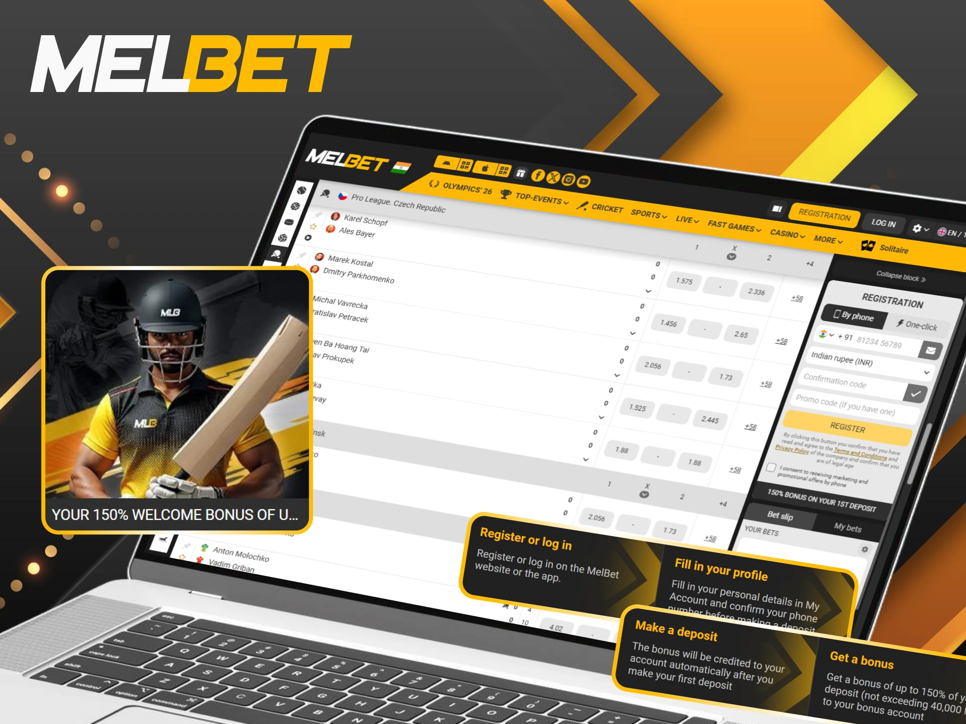 Grab a 150% sports welcome boost for your table tennis bets at Melbet.