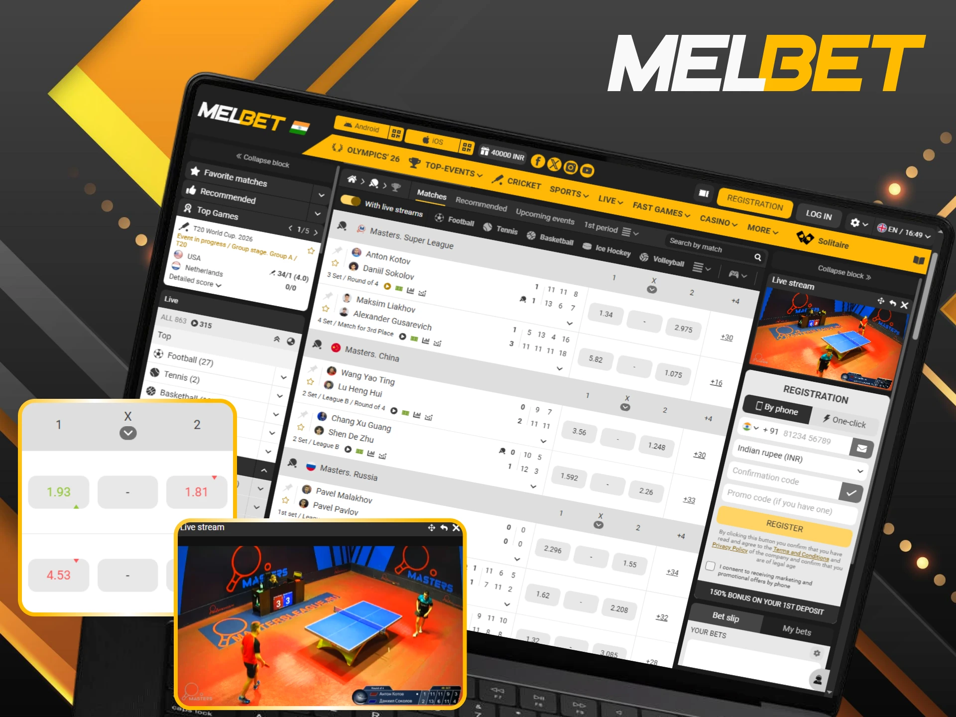 Feel the adrenaline with Melbet's high-speed live table tennis betting.