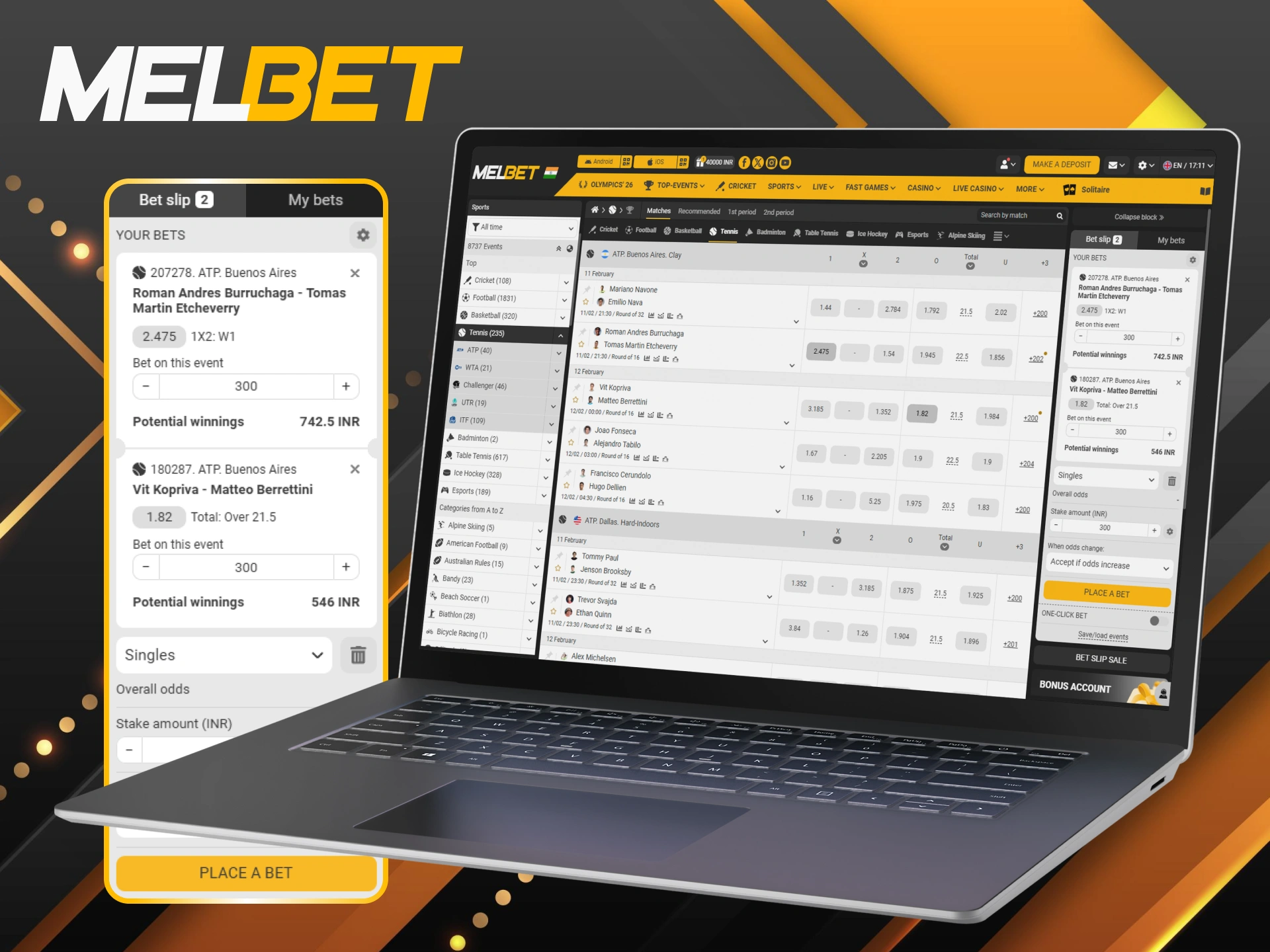 A comprehensive guide on how to place your tennis bets at Melbet.