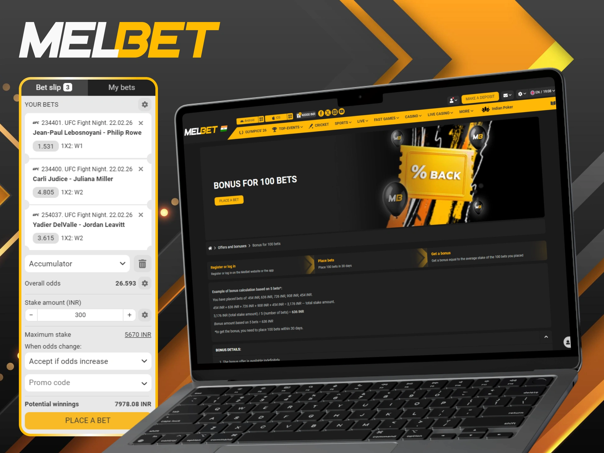Get a special loyalty bonus after placing 100 UFC bets.