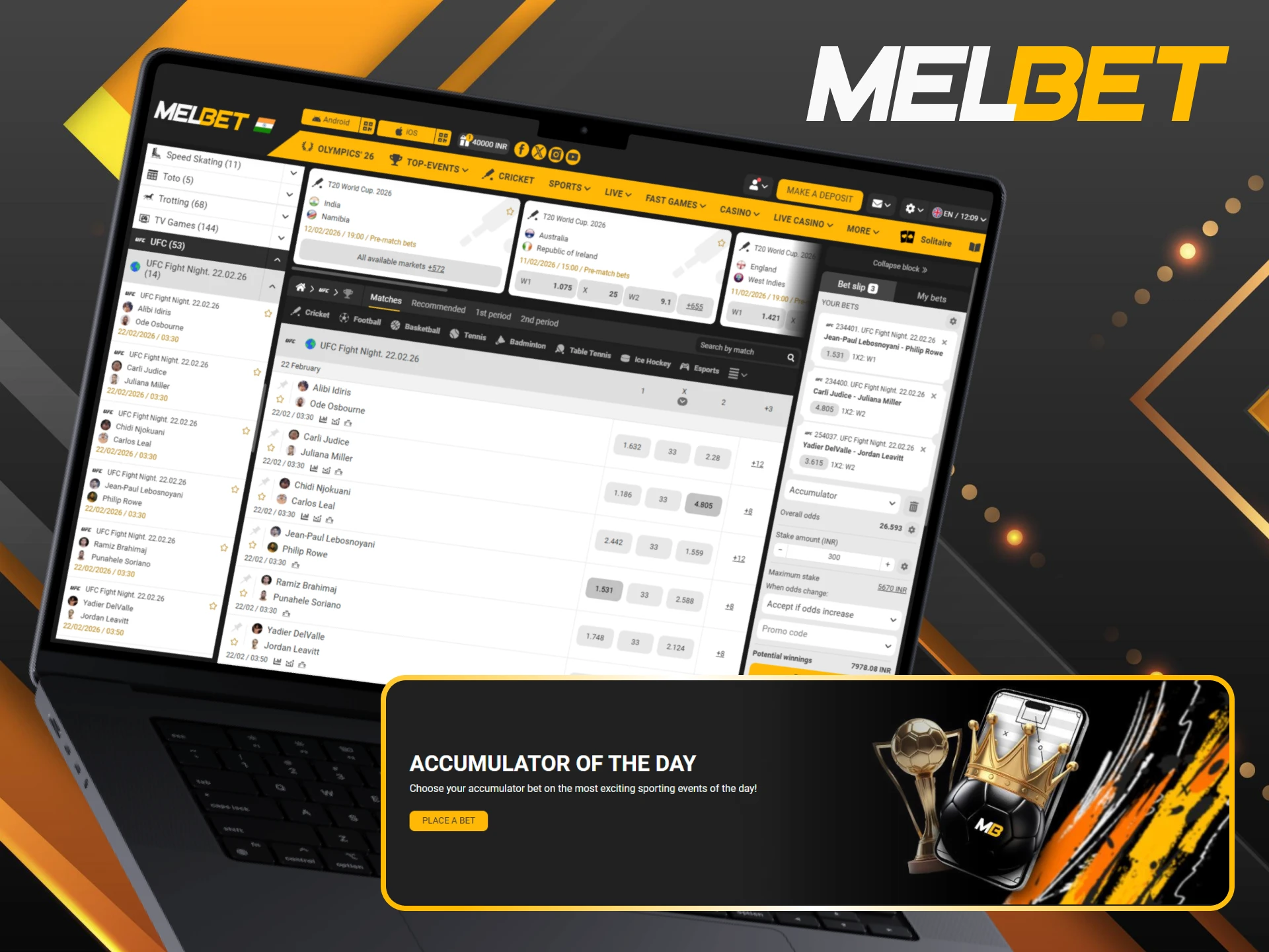 Increase your potential payout with the Melbet UFC Accumulator of the Day.