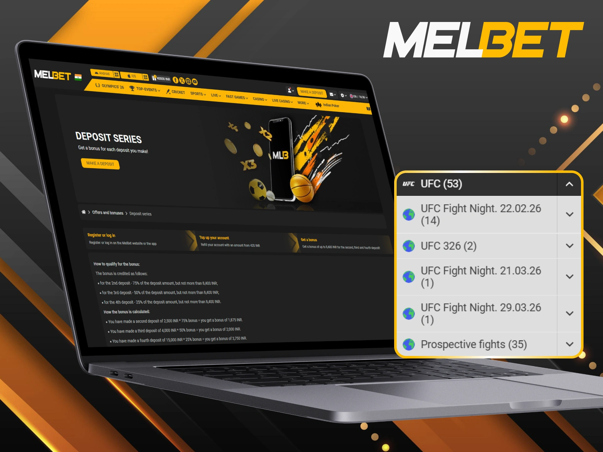 Boost your UFC wagers by taking advantage of the deposit bonus series.