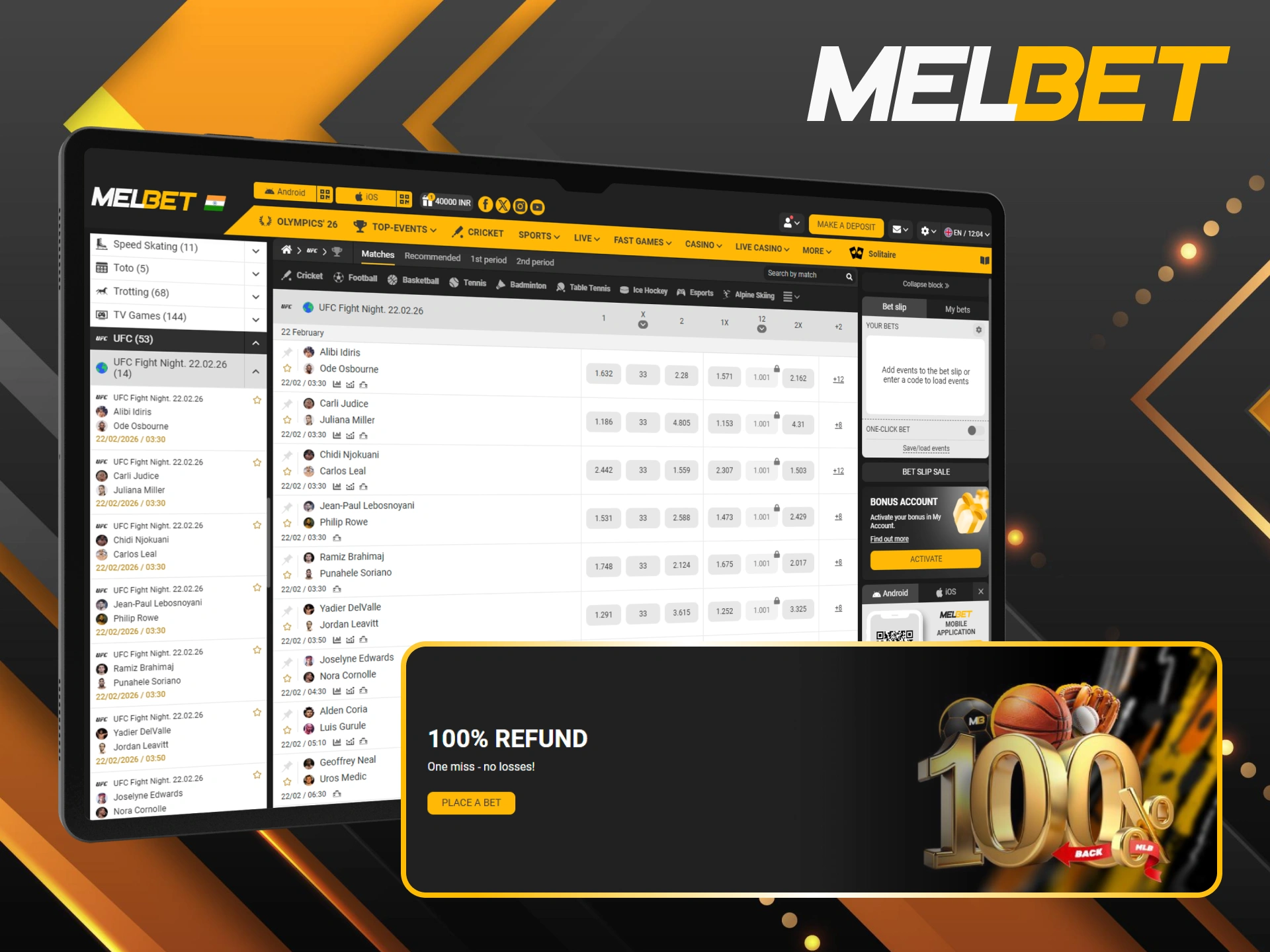Protect your UFC accumulators with a 100% refund insurance.